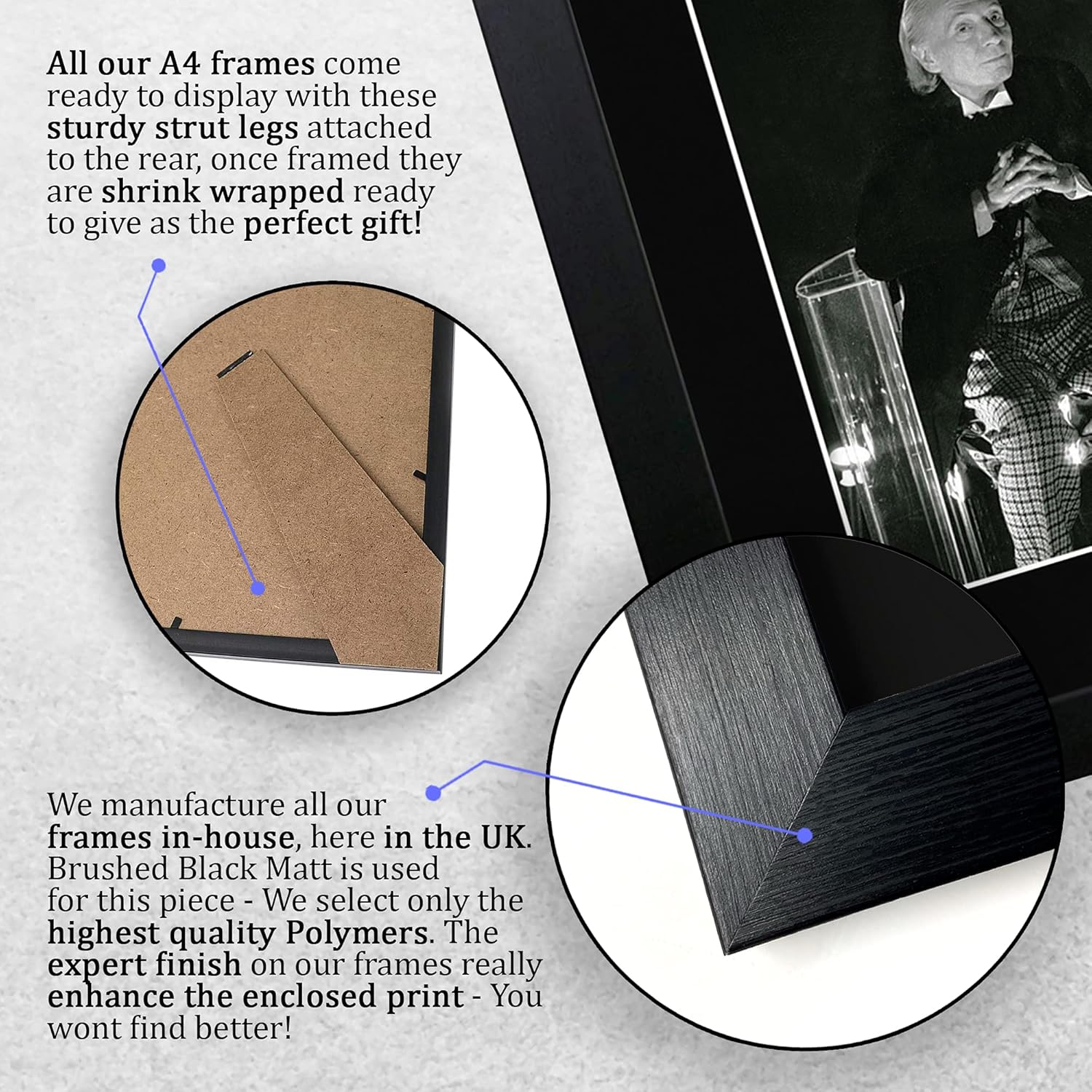 Thumbnail 6 de HWC Trading A4 FR William Hartnell Dr Who First Doctor framed autograph picture (A4 black polycarbonate frame)