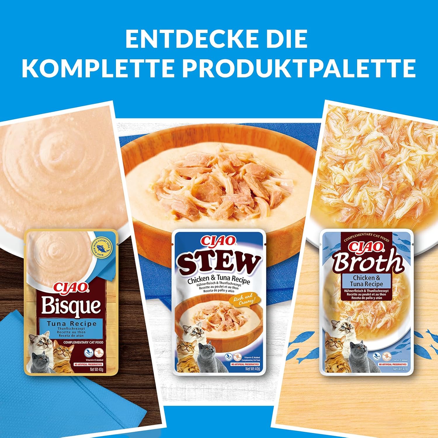 Thumbnail 4 de INABA Ciao Broth Nassfutter für Katzen – getreide- & zuckerfrei, mit 15% Hühnerfleisch und 15% Thunfisch (40 g, 12er Pack)