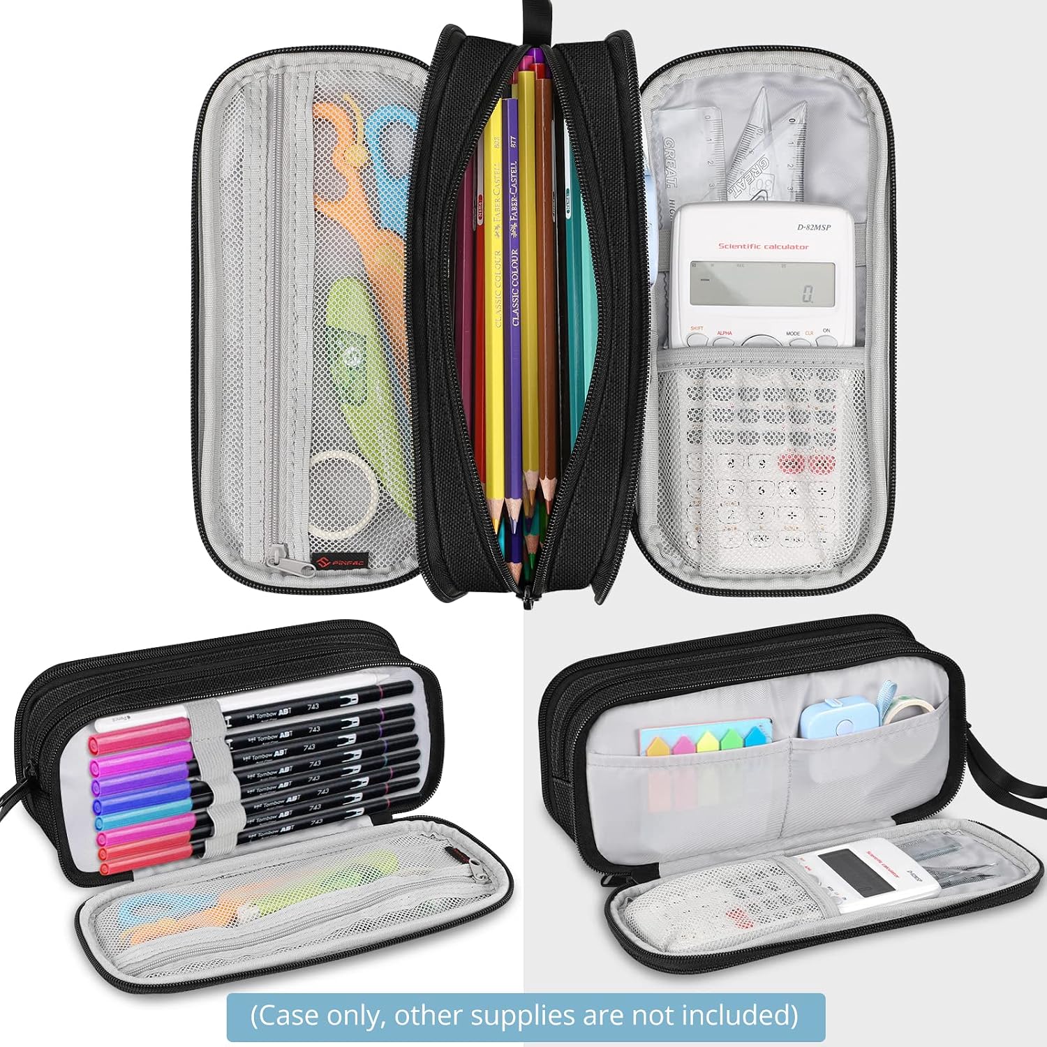 Detalle 2 de FINPAC Pencil Case: Large Capacity 3-Compartment Organizer for All Your Stationery Needs