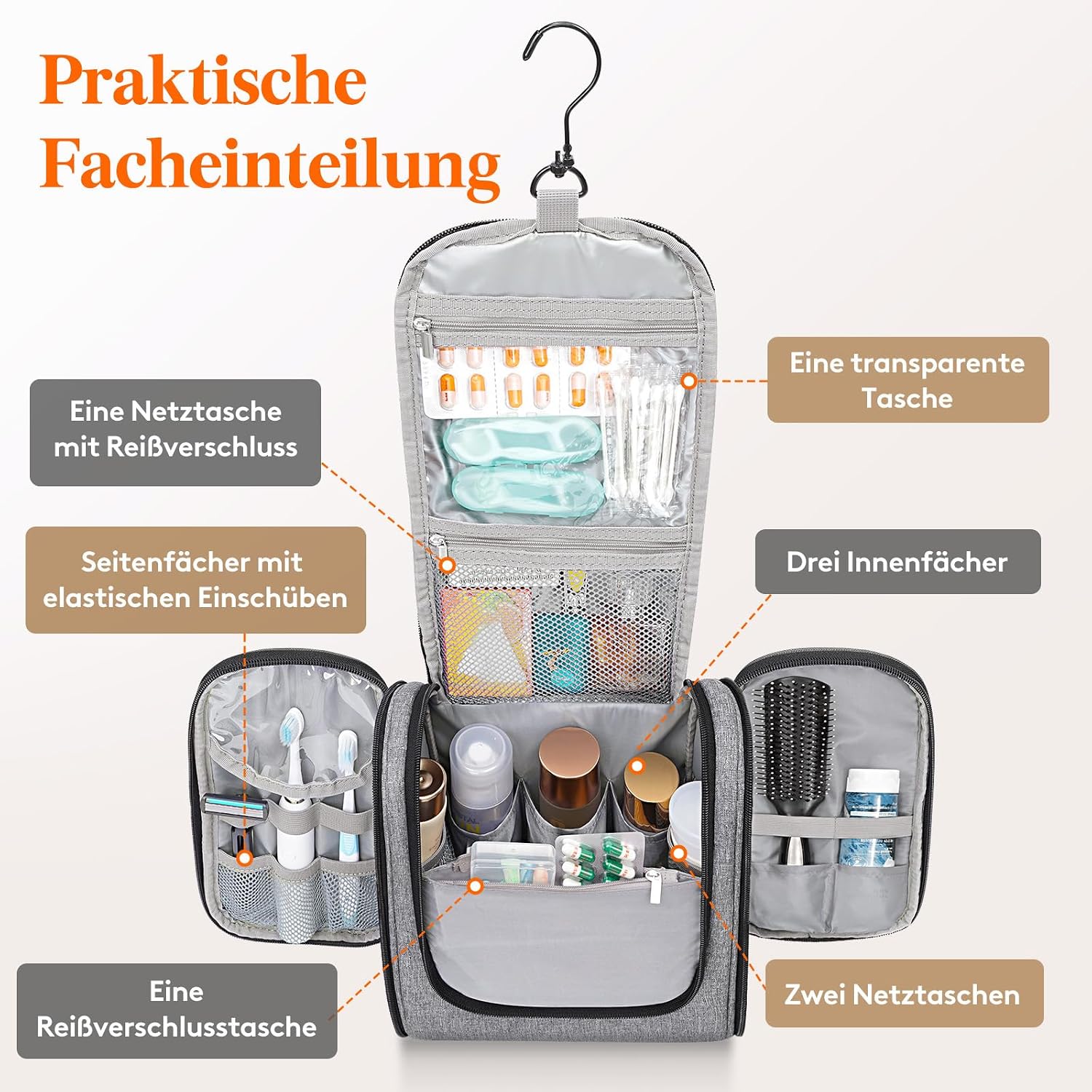 Detalle 2 de Lifewit Große Kulturbeutel Herren 23×13,5×27,5 cm