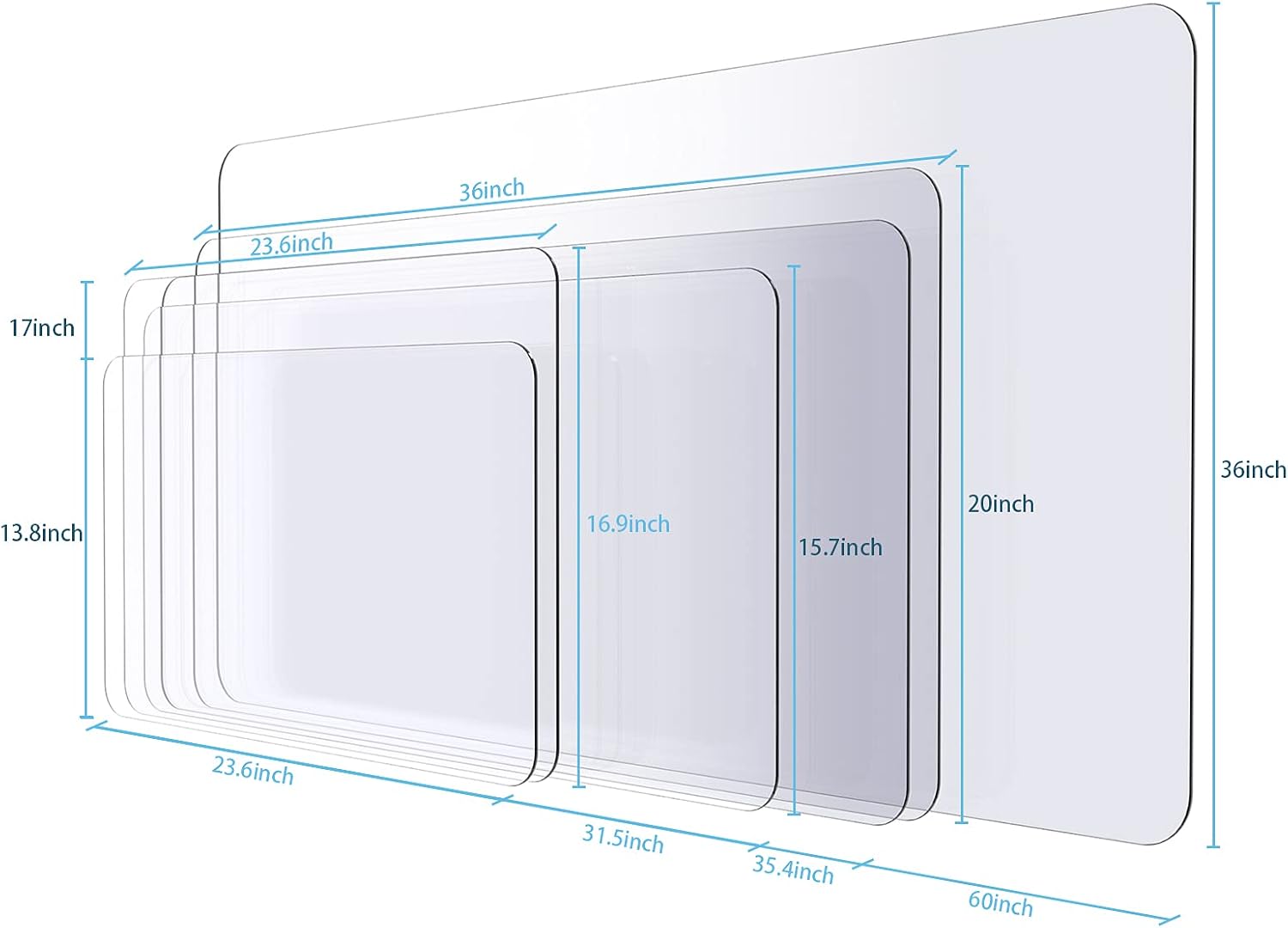 Detalle 2 de Oterri oterri Clear PVC Desk Pad, 36" x 24", Waterproof, Rounded Edges