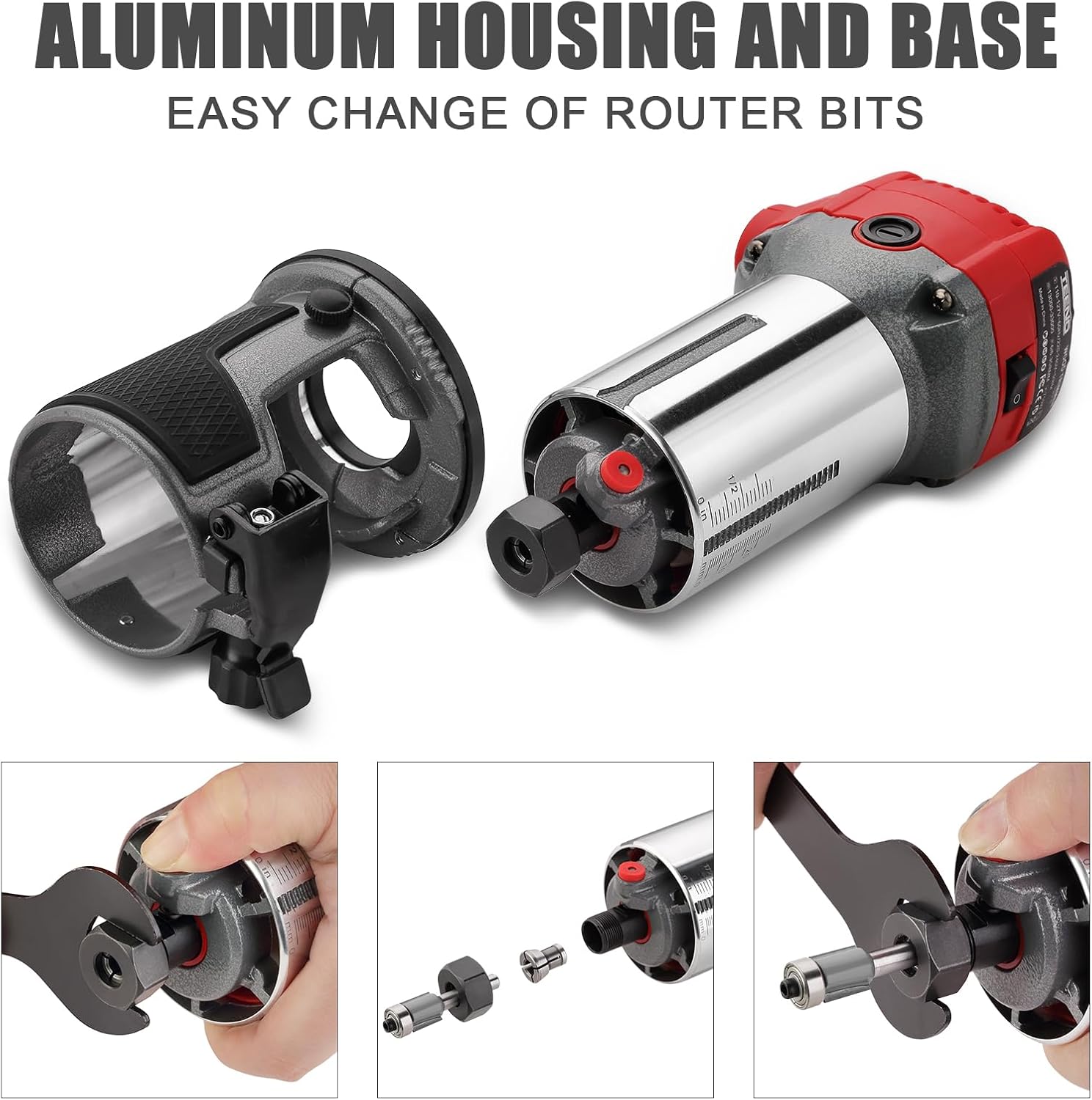 Thumbnail 4 de TEENO TEENO-5567 Compact Wood Router, 6-Speed, 15-Bit Set