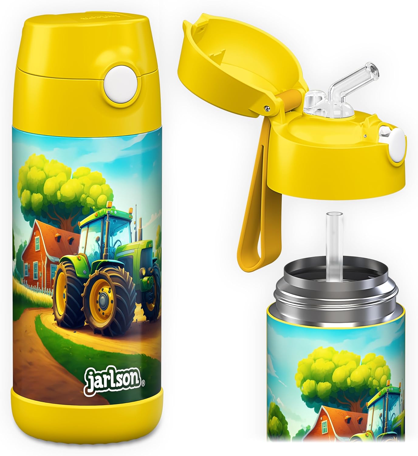 Detalle de Jarlson Borraccia Termica Bambini 350ml CHARLI con Cannuccia – Perfetta per Scuola, Sport e Viaggi