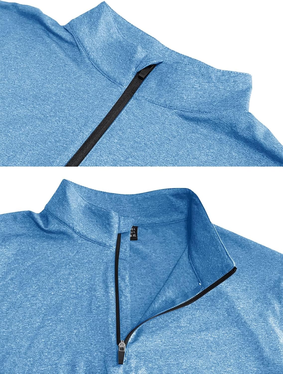 Detalle de KEFITEVD Herren 1/4-Zip Fleece-Pullover mit Stretch und Kinnschutz – Langarm Funktionsshirt für Warm, Sport & Outdoor