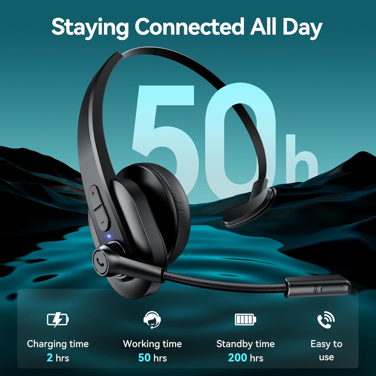 Detalle 2 de Sarevile Bluetooth Headset V5.2 with USB Dongle