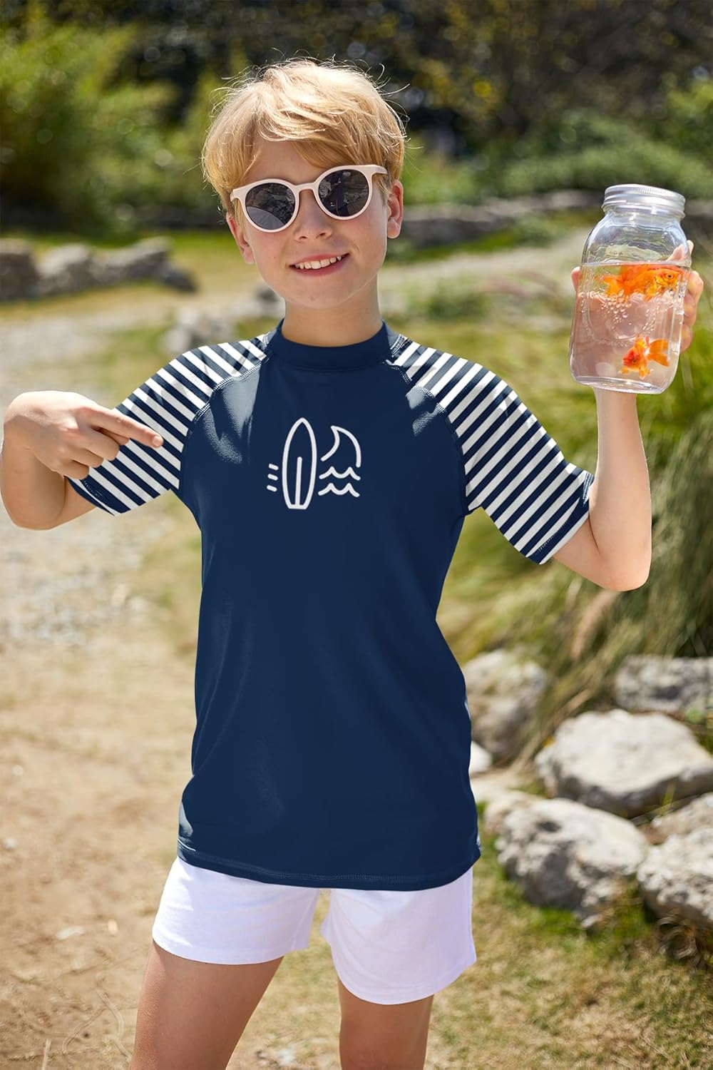 Detalle de BesserBay Jungen UV-Shirt UPF 50+ – Rashguard Kurzarm, Größen 110–160
