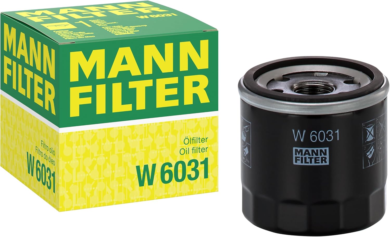 Detalle de MANN-FILTER W 6031 oljefilter med pappersfilter och 3/4-16 UNF-gänga