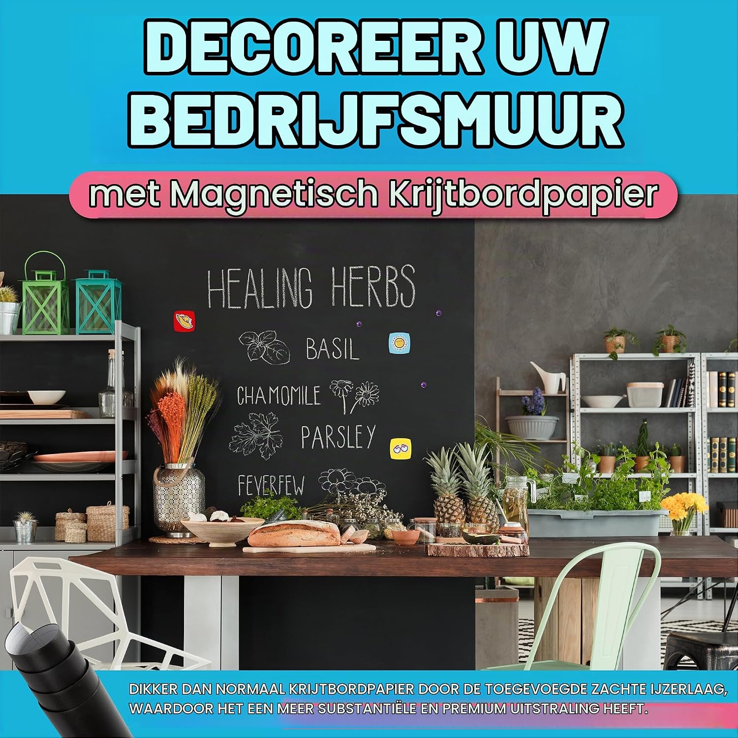 Thumbnail 4 de HeatPomelo Chalkboard magnetisch zelfklevend krijtbord 100 x 44 cm