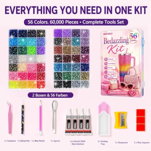 Thumbnail 1 de MIFARUI Resin Jelly Rhinestone Kit, 60,000 Pieces, 3mm, 56 Colours