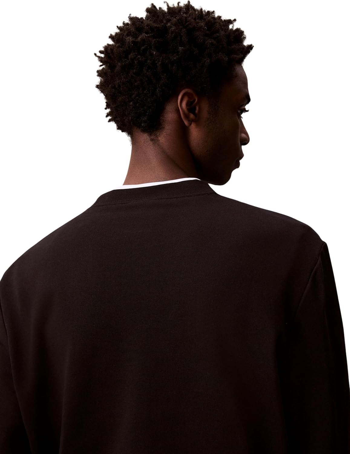 Detalle de Calvin Klein Men’s Round Neck Terry Badge Sweatshirt, Black, XL