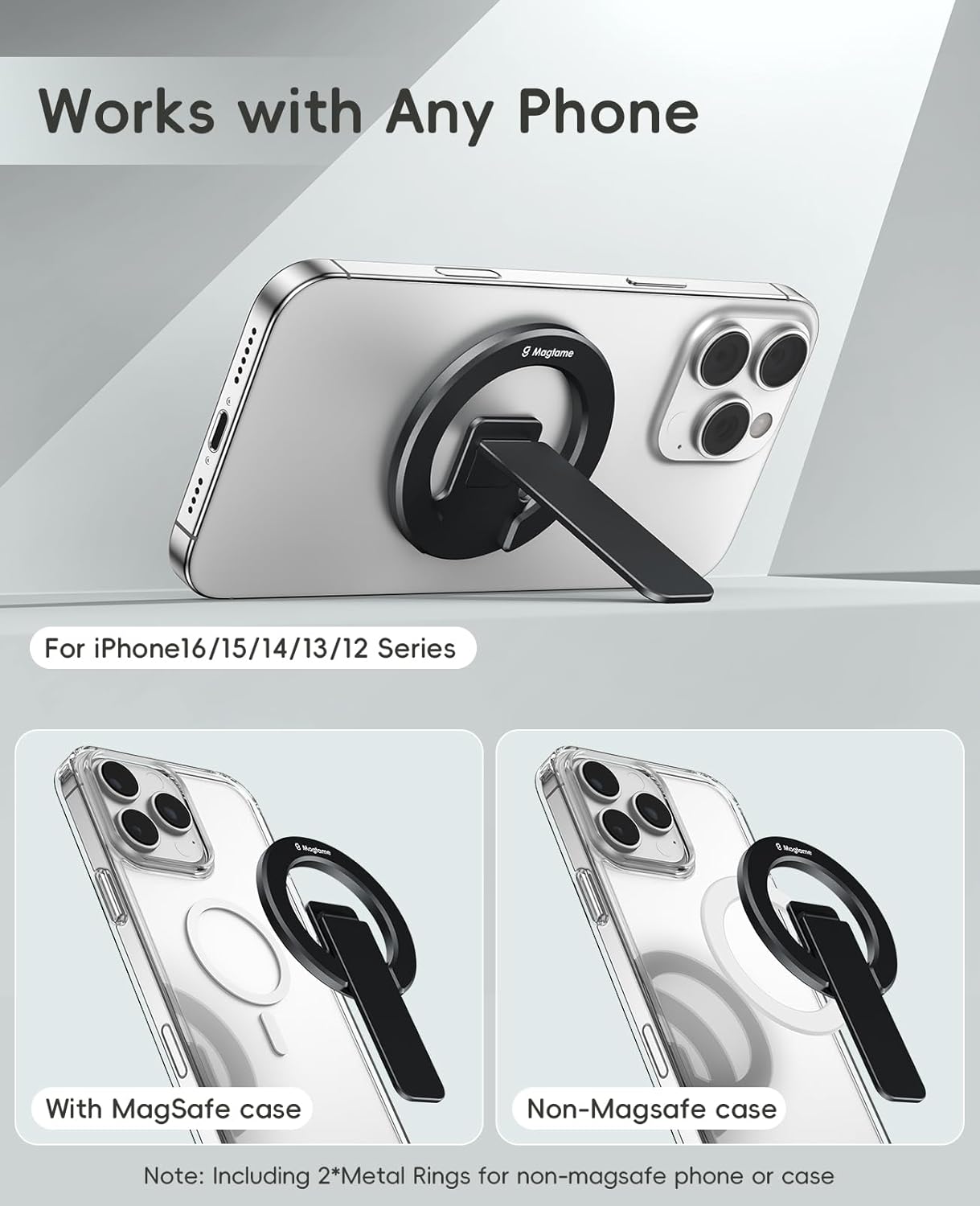 Thumbnail 5 de Support magnétique Magtame double face pour téléphone (béquille pliable et réglable) noir