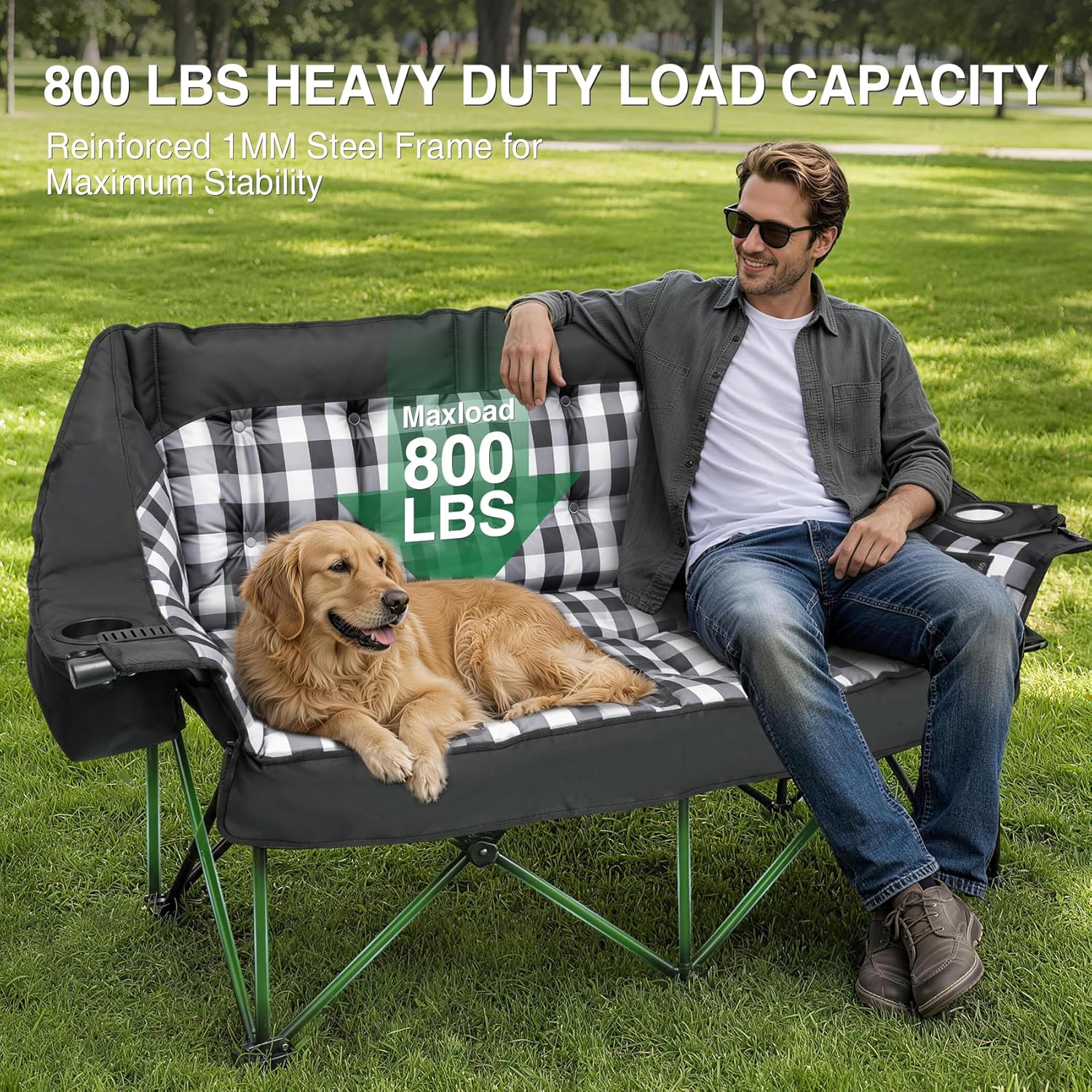 Thumbnail 2 de HOPERAN BZ-2326-197 Double Camping Loveseat, Padded and Foldable
