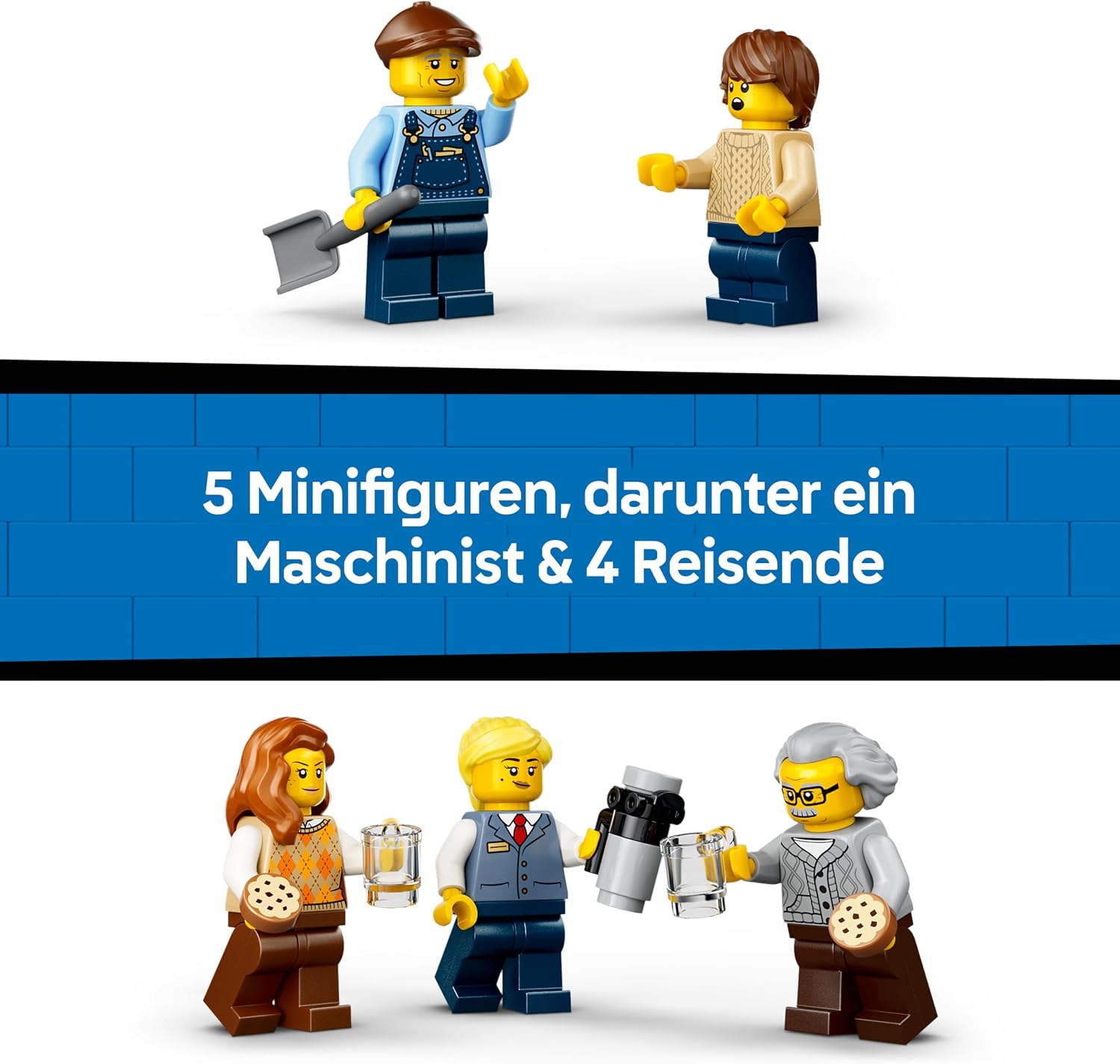 Detalle de LEGO City Klassischer Dampfzug Spielzeug 60511 – STEM-Modellbauset mit Bahnhof, Schienen, Führerstand Steuerung, Haltesignal und 5 Minifiguren