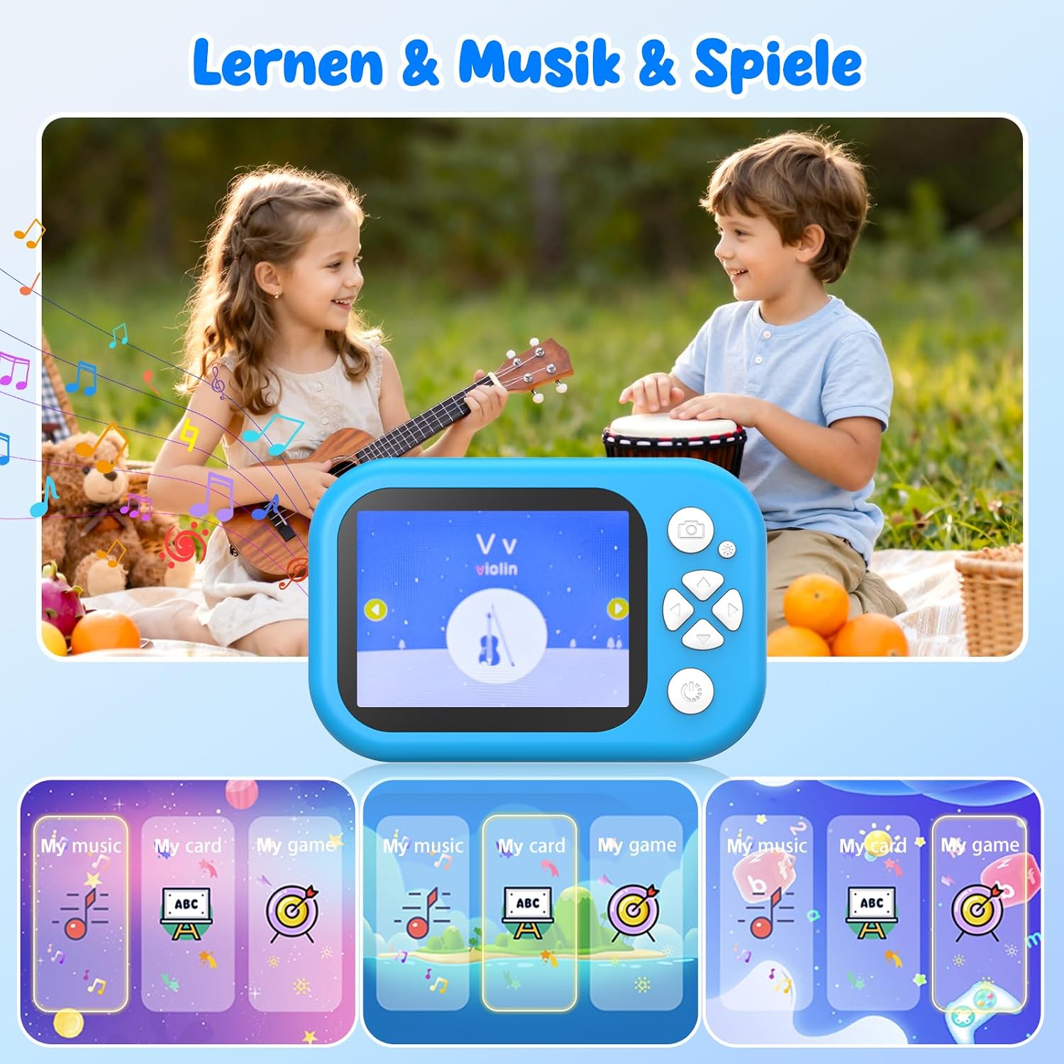 Detalle de Unterwasserkamera Kinder – 10 m wasserdicht, 2,4" Bildschirm, 32 GB Karte, Notfall-LED-Blitz