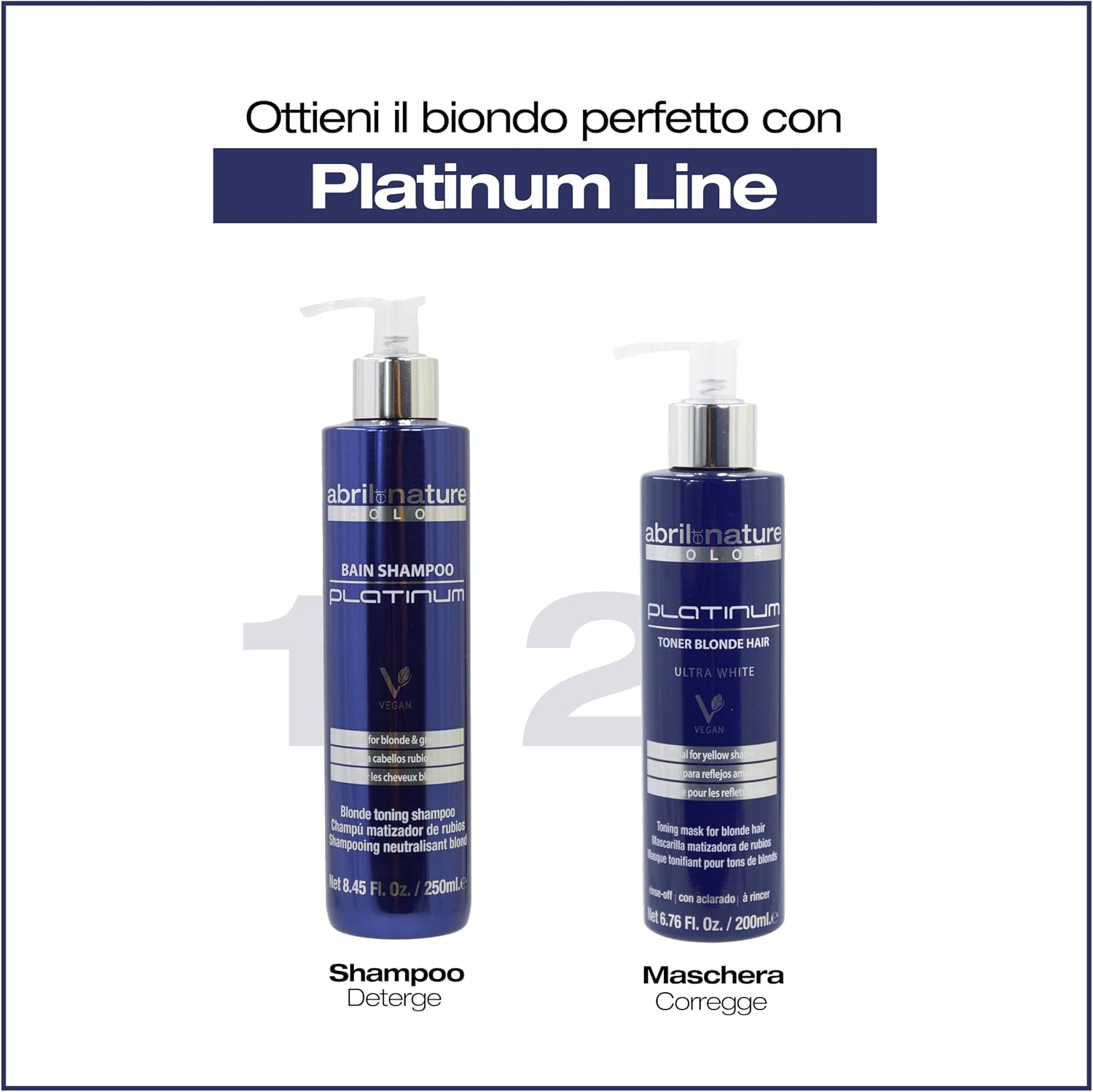 Detalle de abril et nature - Platinum Maschera Professionale per Capelli Biondi, Decolorati e con Meches o Canizie (Neutralizzante Viola) – 200 ml
