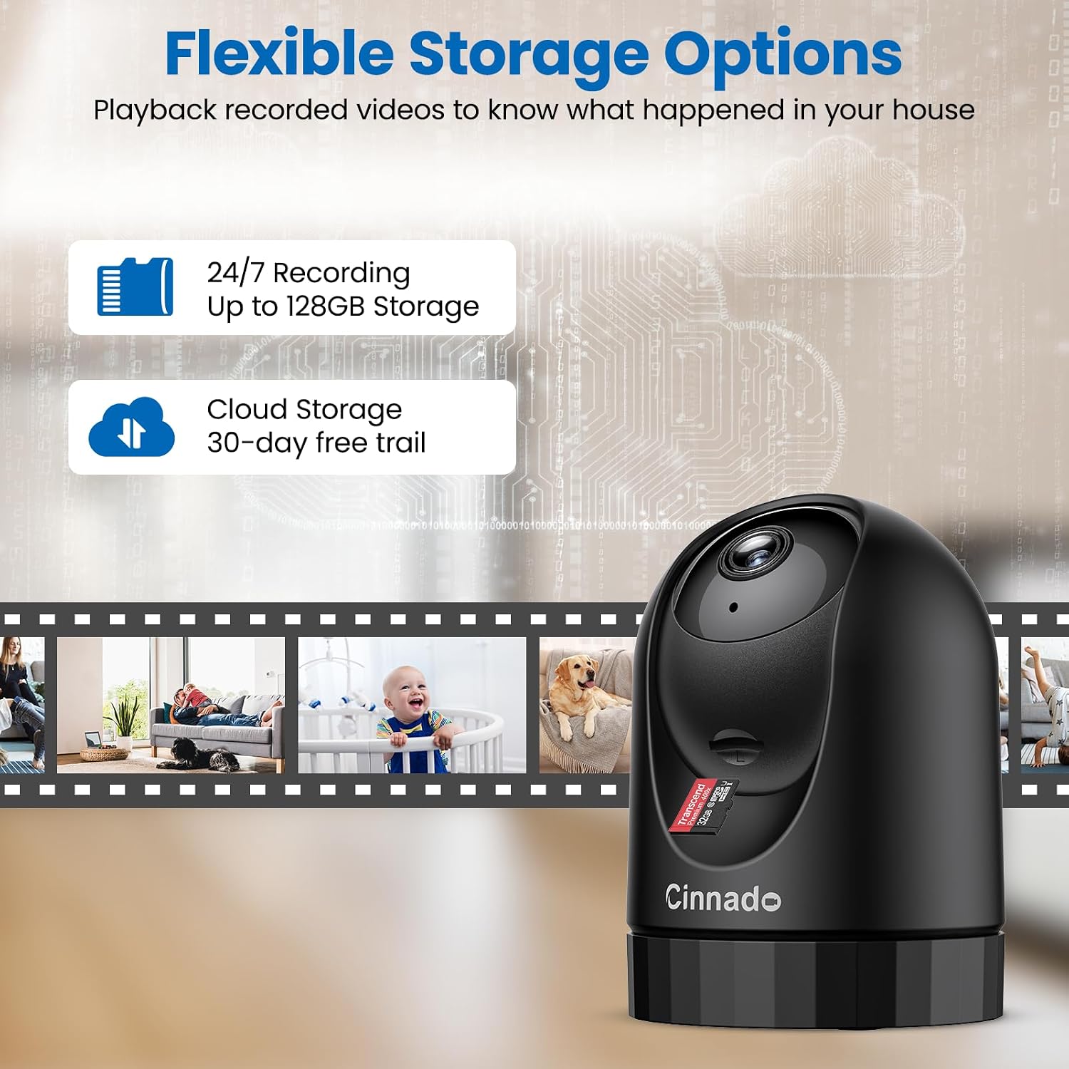 Detalle 2 de Cinnado Pet Camera 2K Dog Camera — Indoor PTZ Security with Motion Tracking and 2‑Way Talk