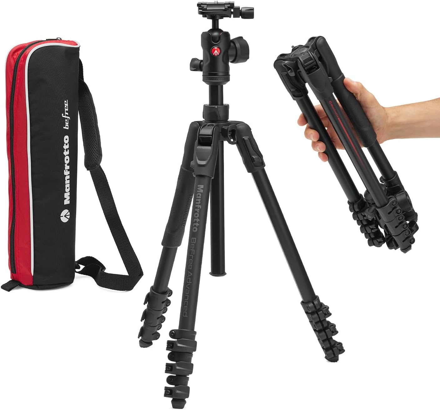 Detalle de Manfrotto Befree Advanced AS : un trépied portable et robuste pour DSLR et sans miroir