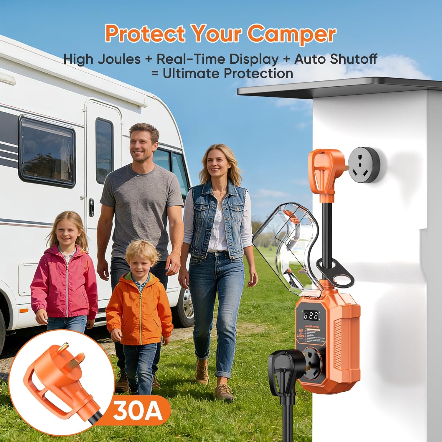 Thumbnail 2 de GutterWord 30 Amp RV Surge Protector with Smart Display, 18,000 Joules, IP68 Waterproof Circuit Analyzer