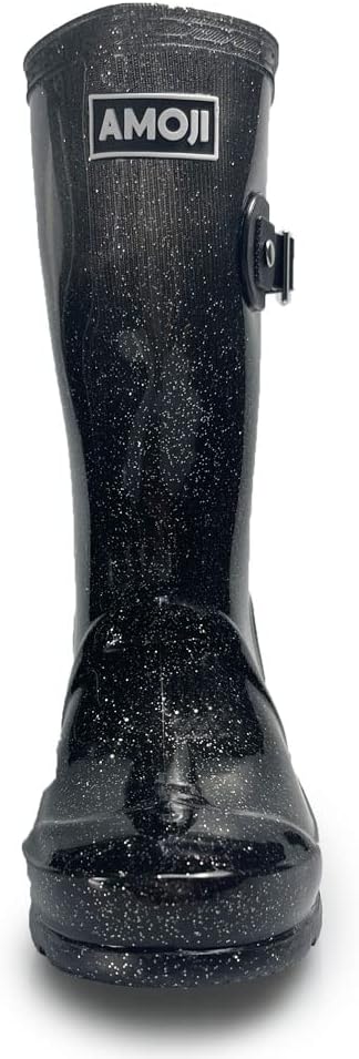 Detalle de AMOJI Kids’ Rain Boots, PVC, Glitter Finish, Lightweight and Non-Slip