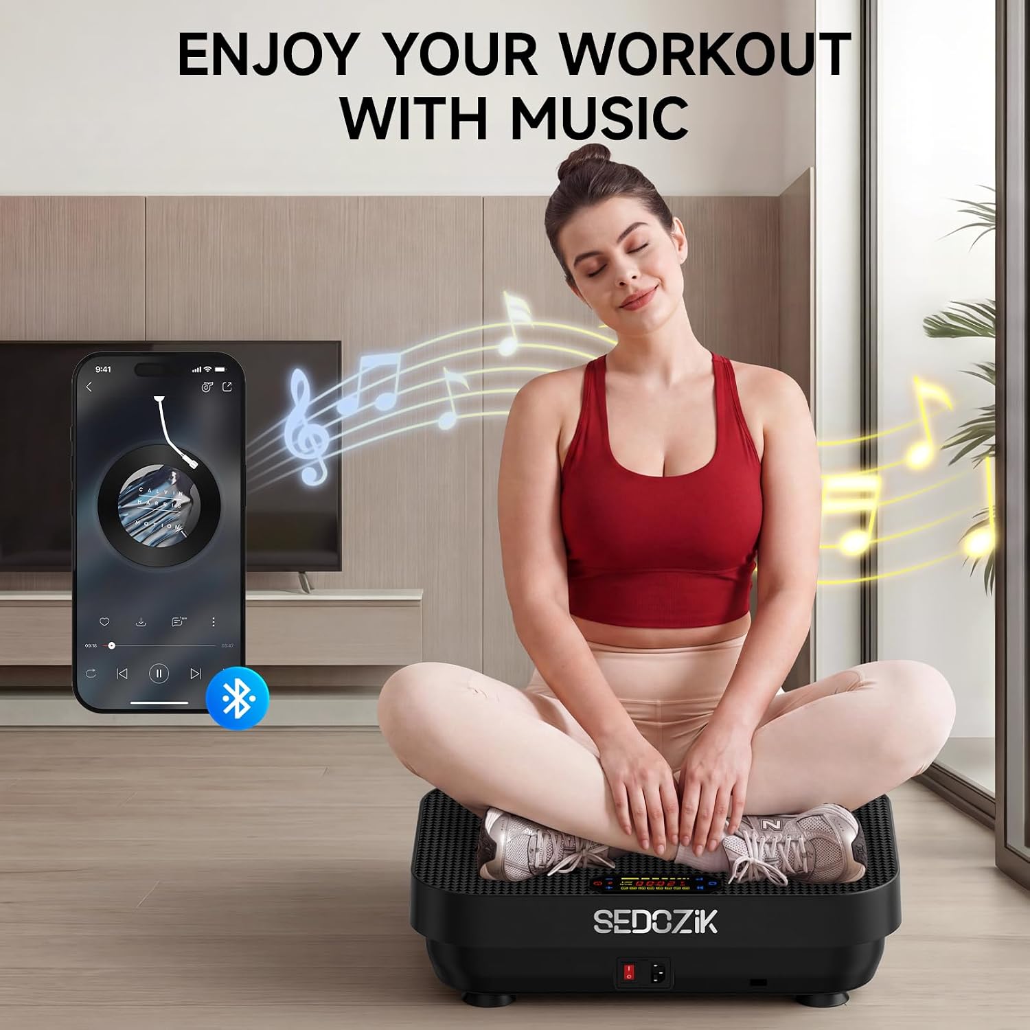 Detalle de SEDOZIK Vibration Plate Exercise Machine (450 lb Capacity) with Bluetooth, 120 Speeds & Resistance Bands