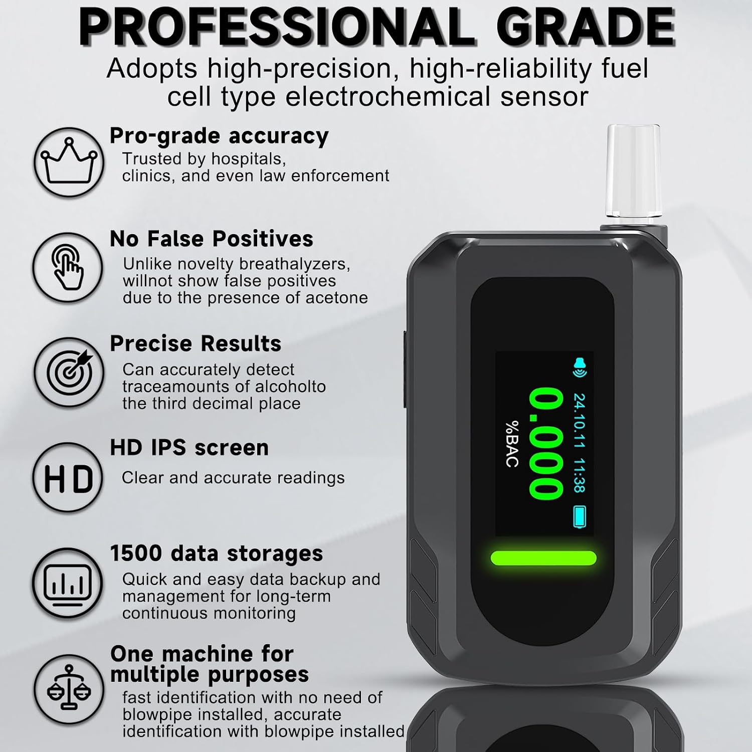 Detalle 2 de Homcoice Etilometro Portatile Certificato 250mAh