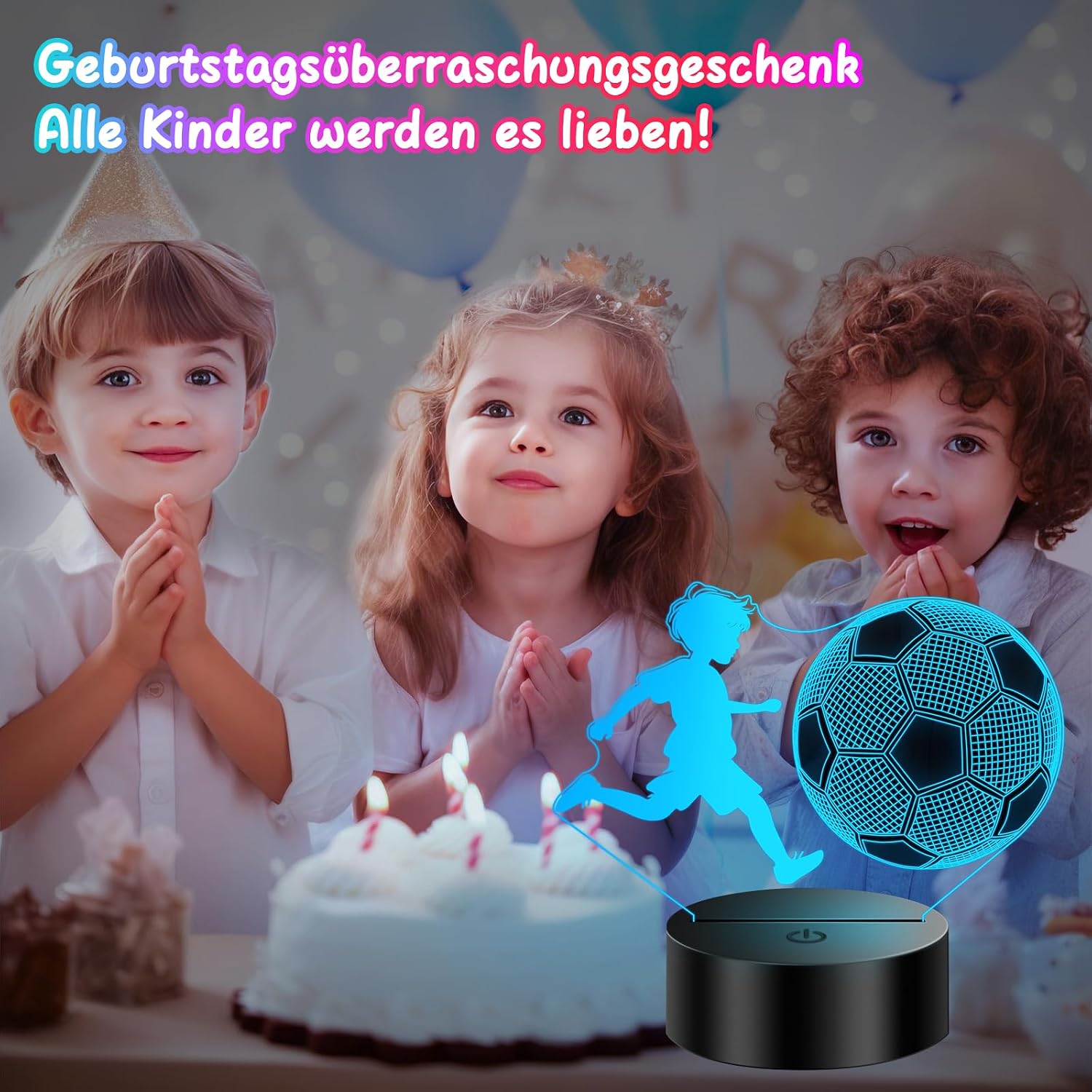 Detalle 2 de Polemera 3D Fußball-Nachtlicht für Jungen (16 Farben) mit Fernbedienung