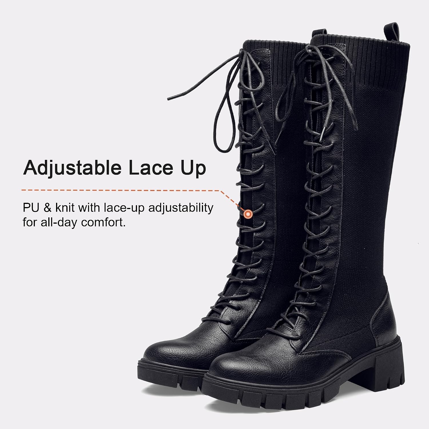 Detalle de Vepose Women's Knee-High Combat Boots