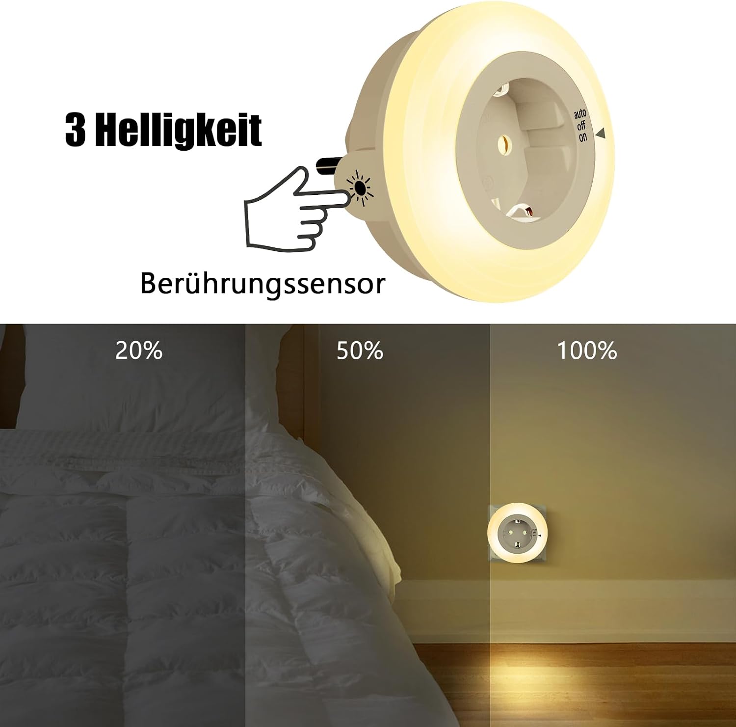 Detalle de emotionlite Nachtlicht Steckdose 2700K mit Dämmerungssensor