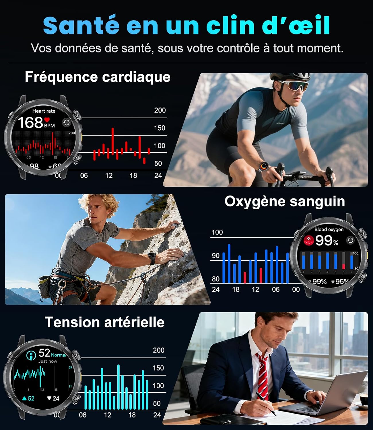 Thumbnail 3 de BENYAR Smartwatch homme 1,7" IP68