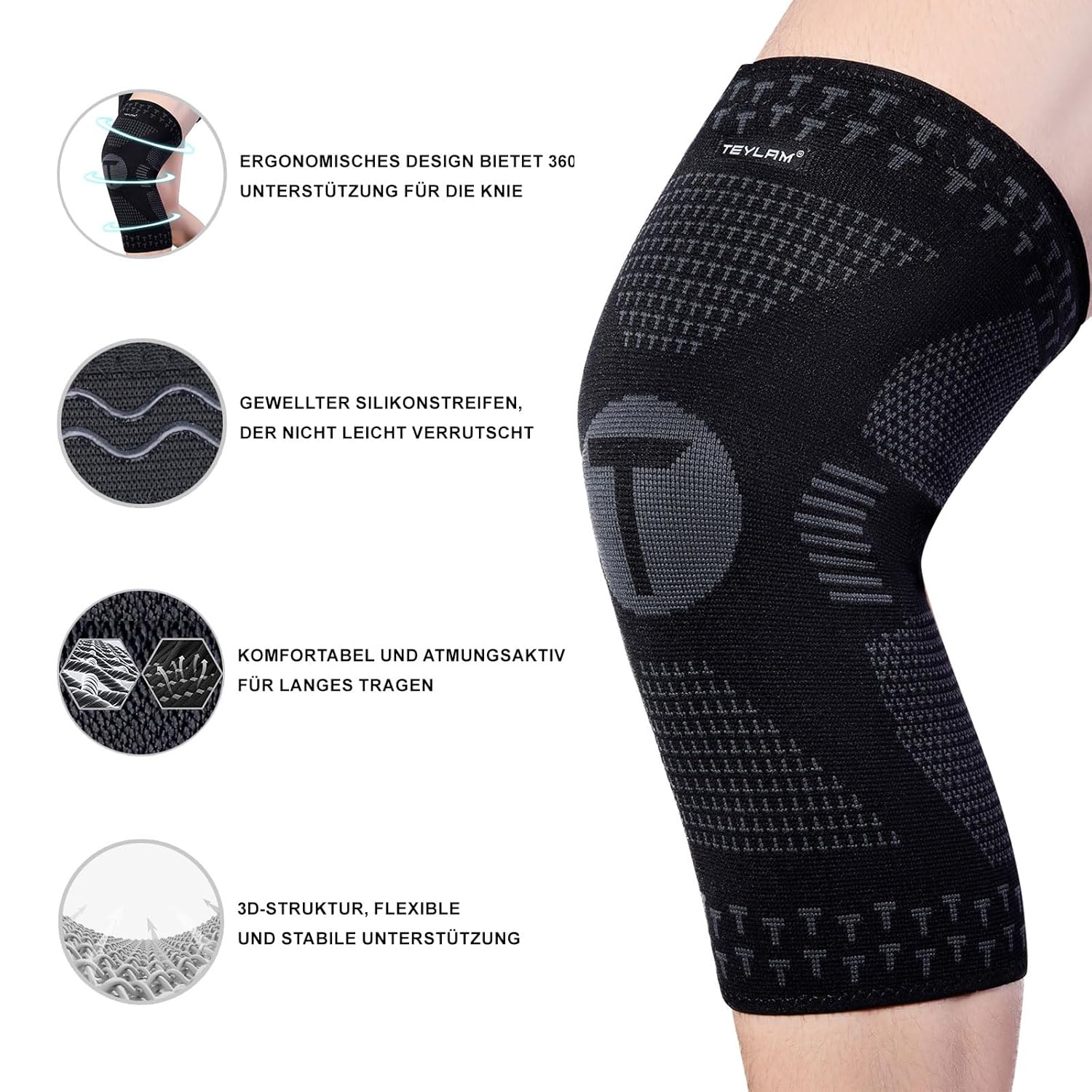 Detalle 2 de Teylam Kniebandage 2er Set 360° Unterstützung