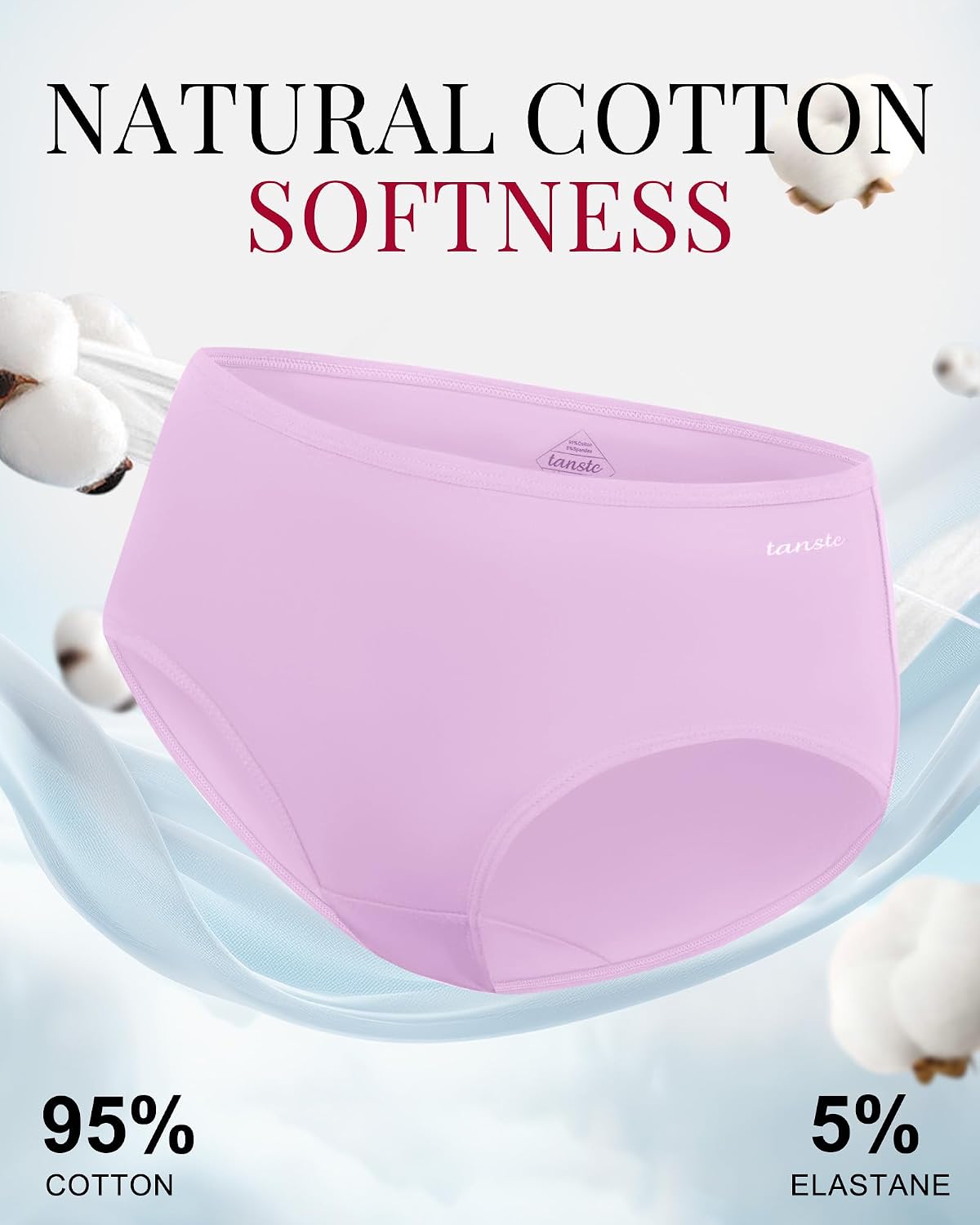 Detalle 2 de TANSTC Mutande Culotte Donna in Cotone (confezione da 6 slip hipster, vita bassa)