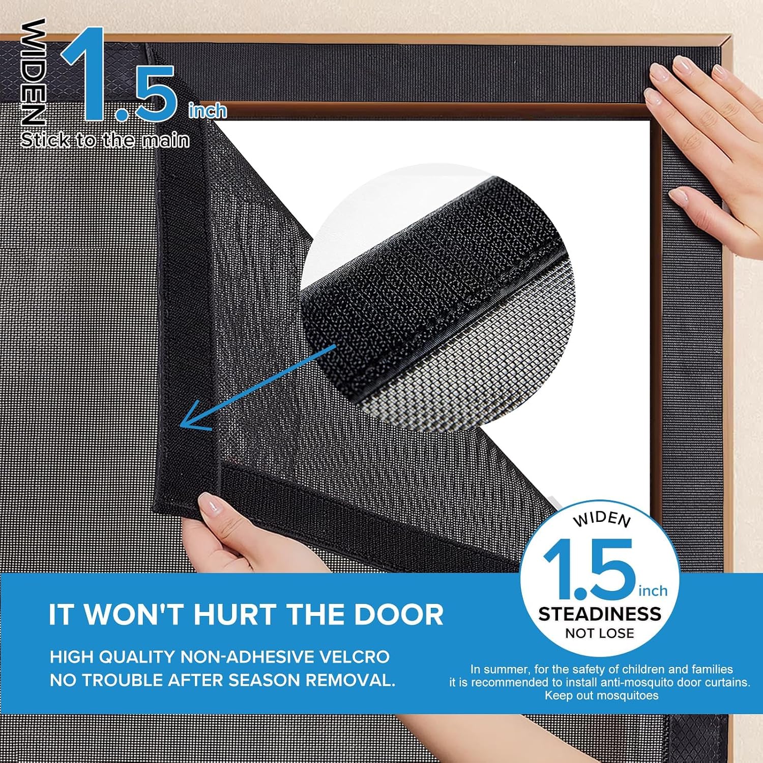 Detalle 1 de BONLACES Magnetic Screen Door, PET Mesh