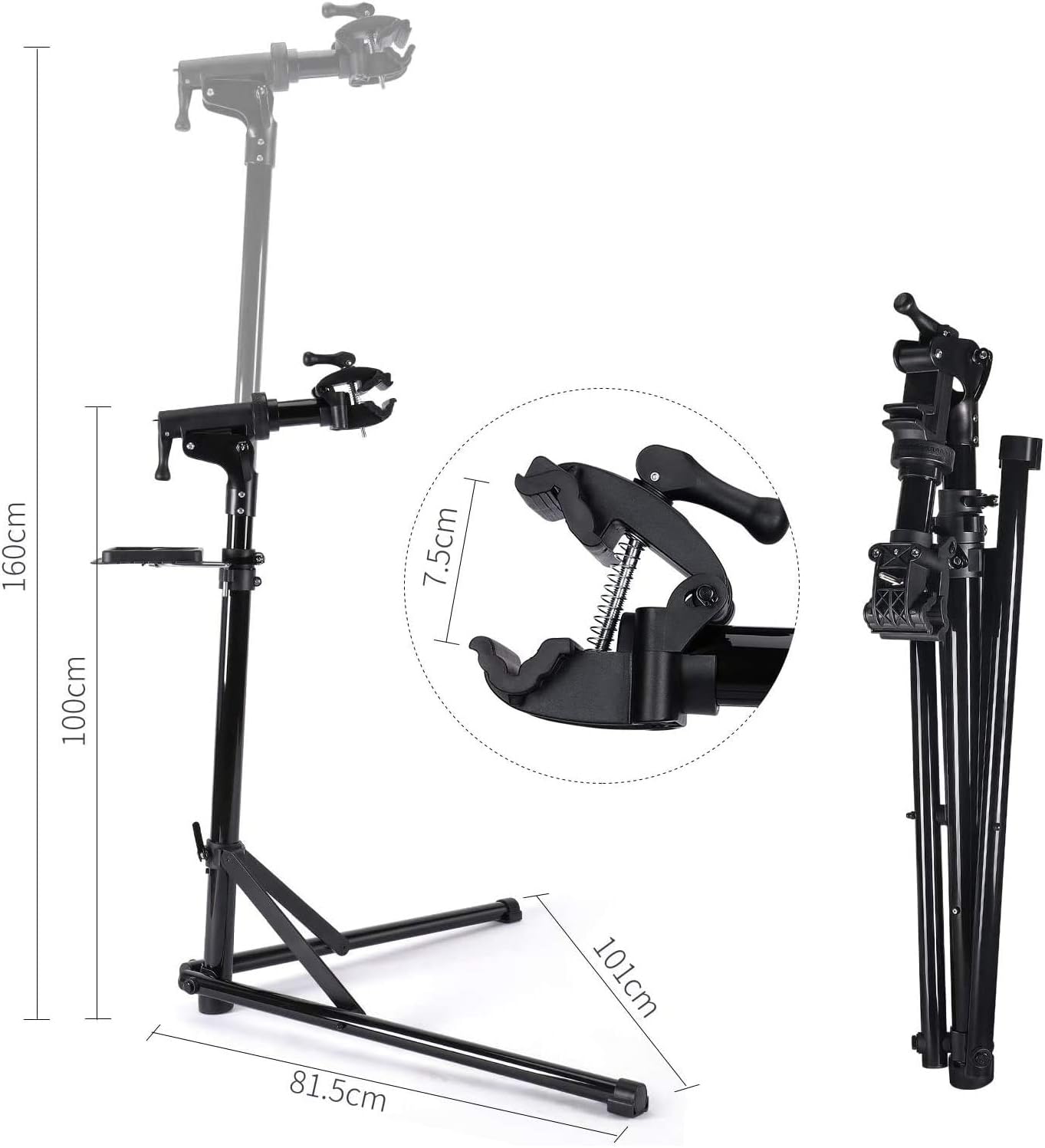 Detalle de CXWXC RS-100 Bike Repair Stand with 360° Clamp and Magnetic Tool Tray