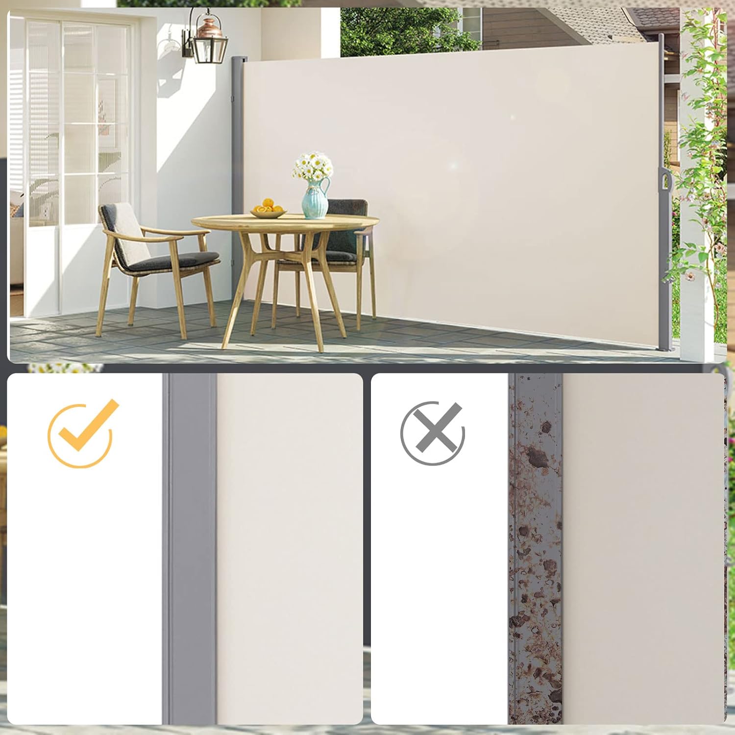 Thumbnail 5 de LARMNEE Seitenmarkise mit Stahl-Kasten (ausziehbar) 190 x 450 cm – beige EBE1945TBP02