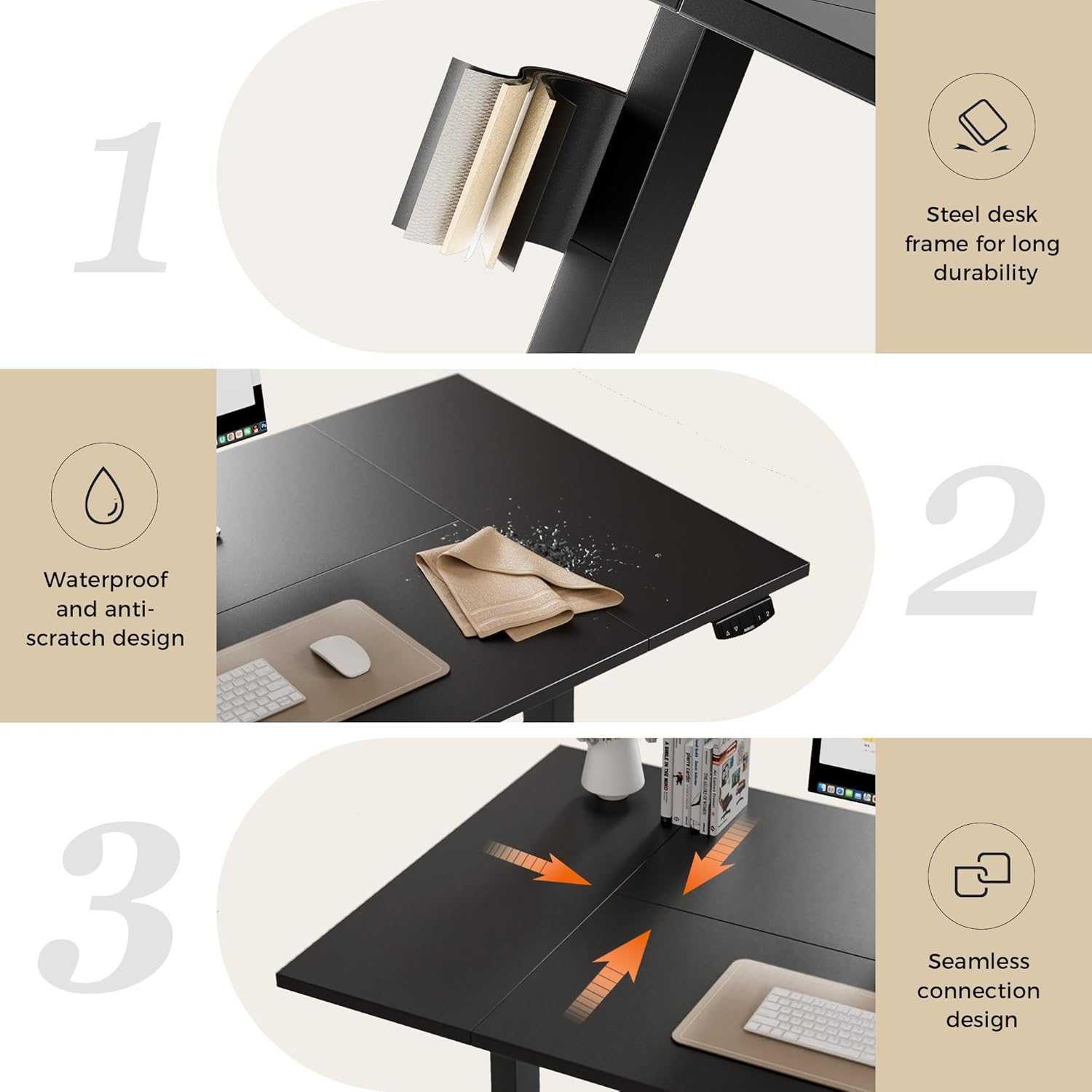Detalle de Agilestic Height-Adjustable Electric Desk, 160x80 cm: A practical sit-stand workstation for home and office