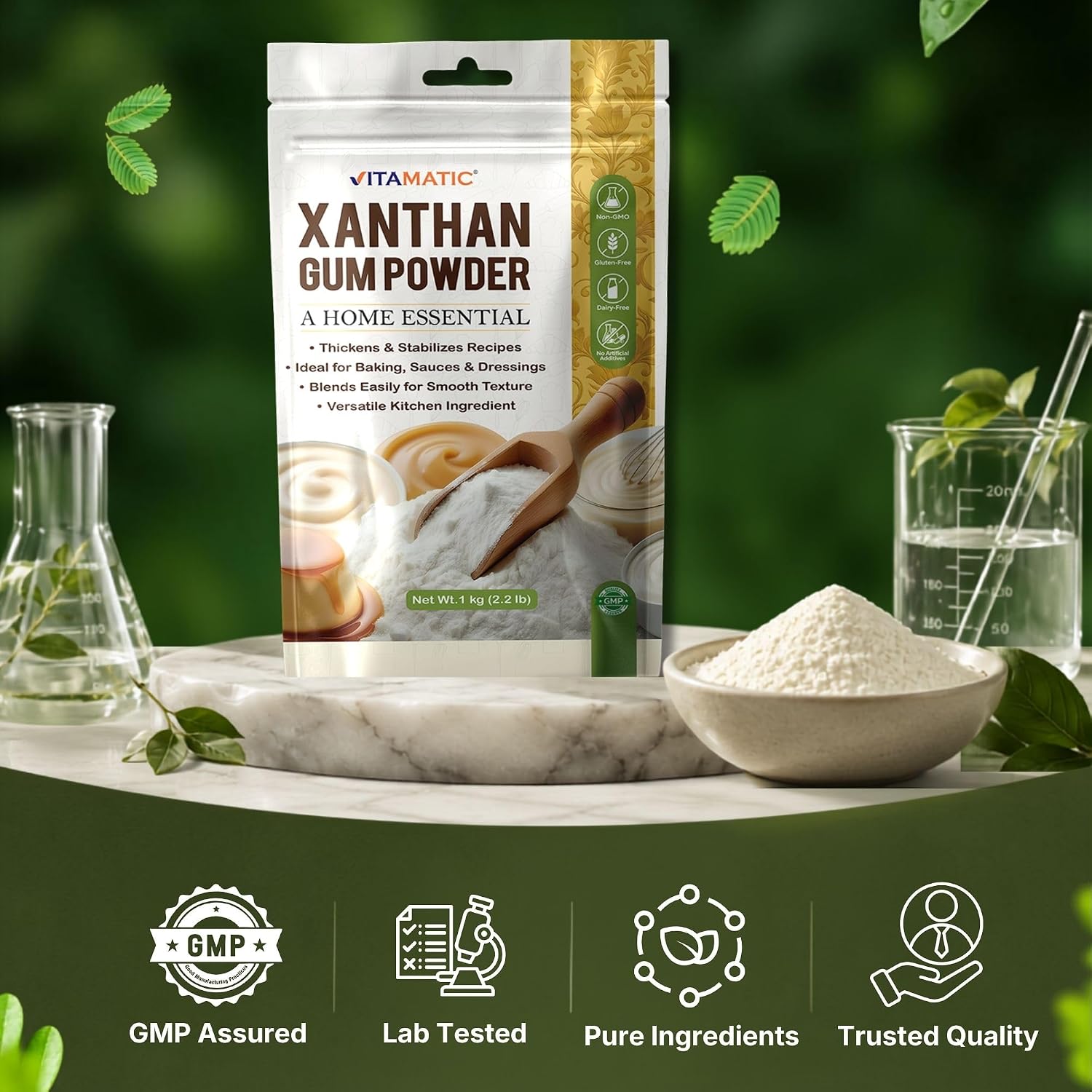 Thumbnail 6 de Vitamatic Xanthan Gum Powder, 1 kg Gluten-Free Thickener for Baking & Sauces