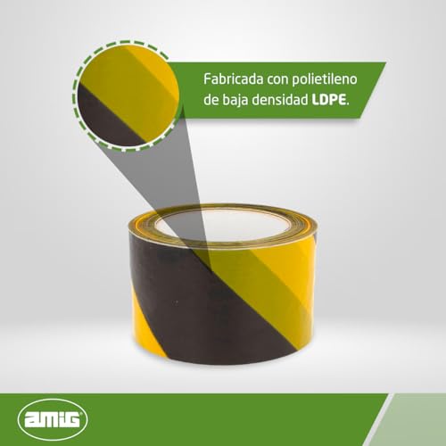 Detalle de Amig - Cinta de Balizaje LDPE 200 m Amarillo y Negro ⚠