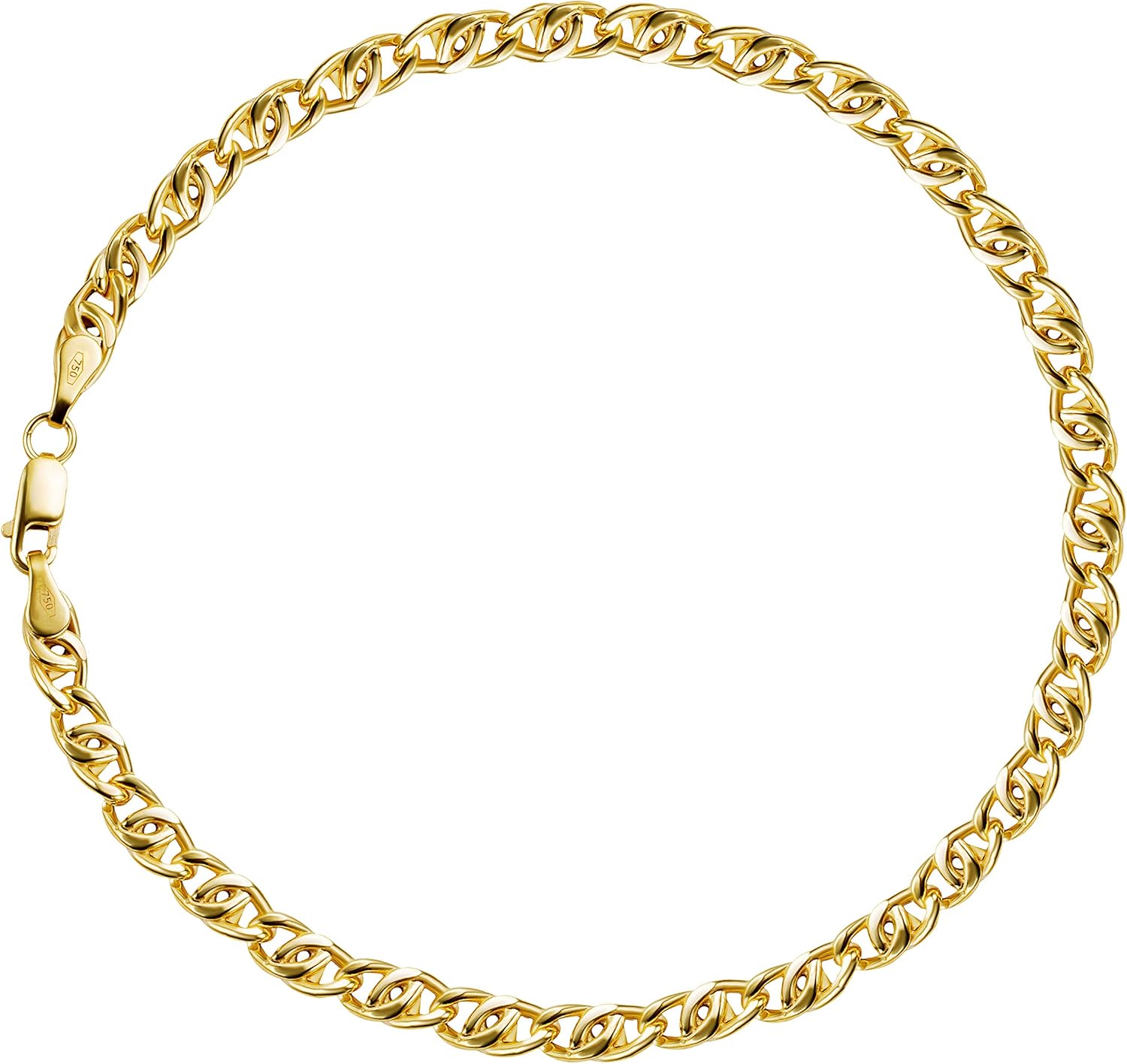 Detalle de PRINS JEWELS Bracelet Gourmette en Or Jaune 18K 750 – Largeur 4 mm, longueur environ 19–21 cm