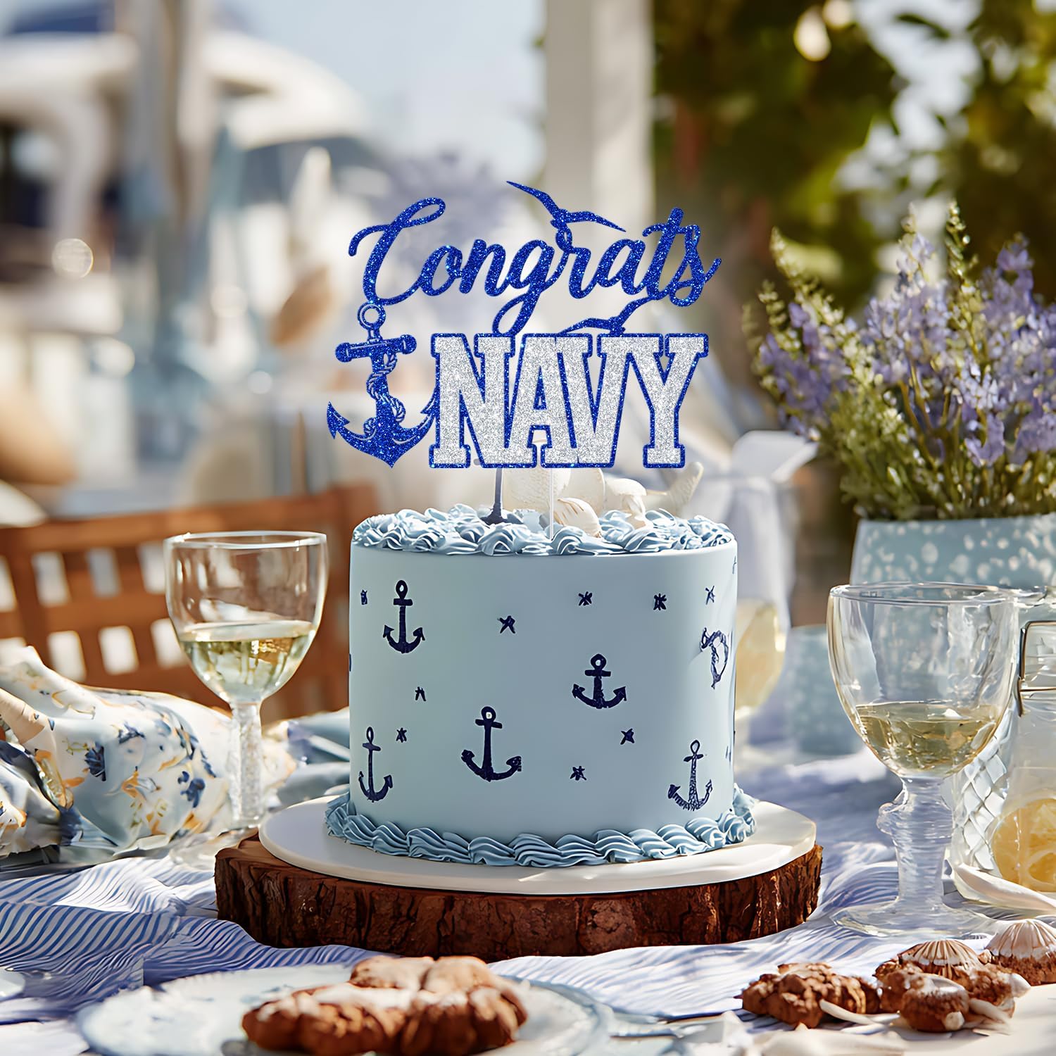 Thumbnail 4 de Navy Graduation Cake Topper, Glitter Cardboard