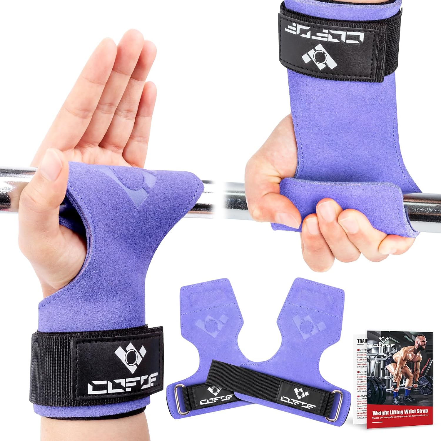 Detalle de COFOF Double-Layer Leather Weightlifting Wrist Straps with Neoprene Padding