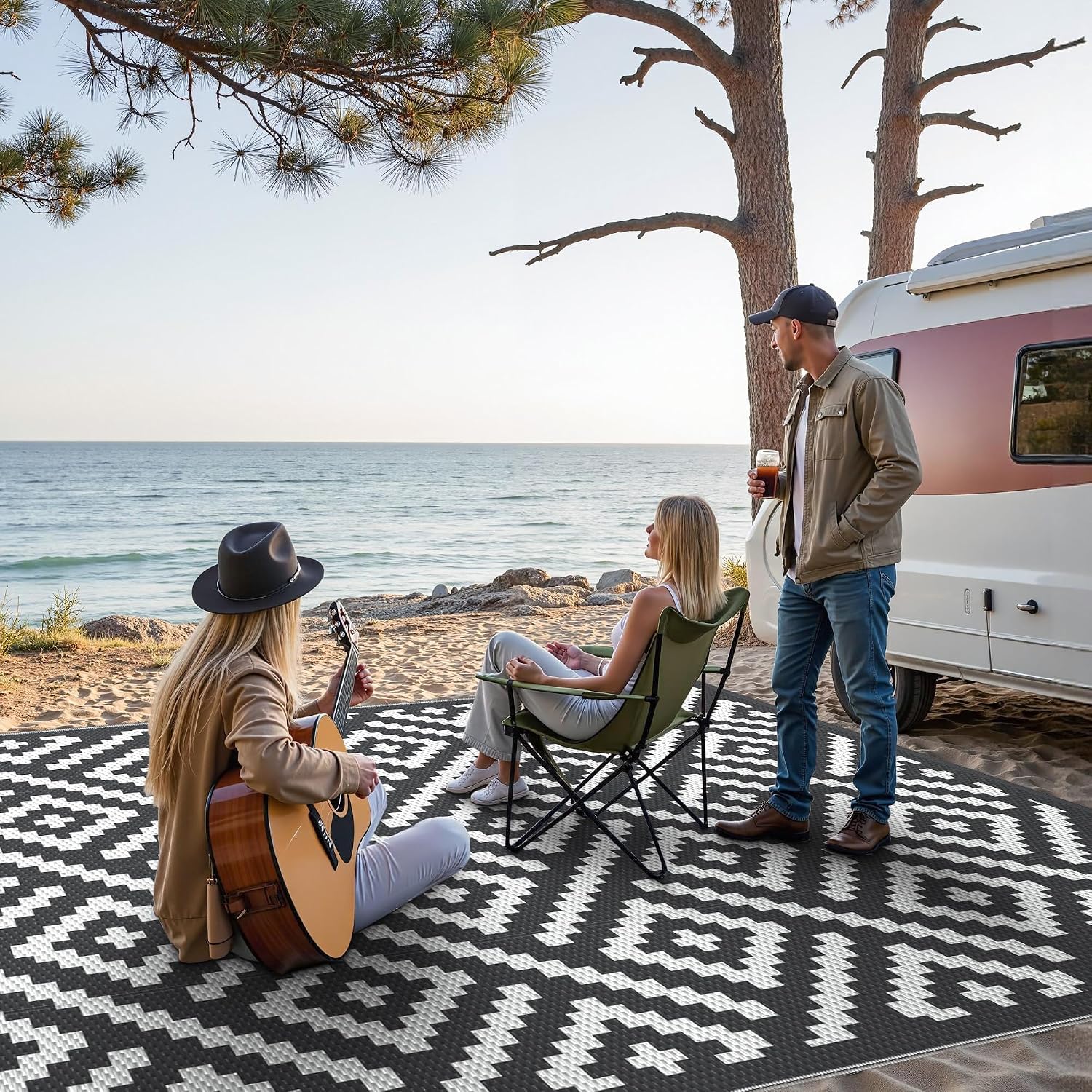 Thumbnail 2 de GENIMO Plastic Straw Rug Outdoor Area Rug, 9' x 12', Reversible