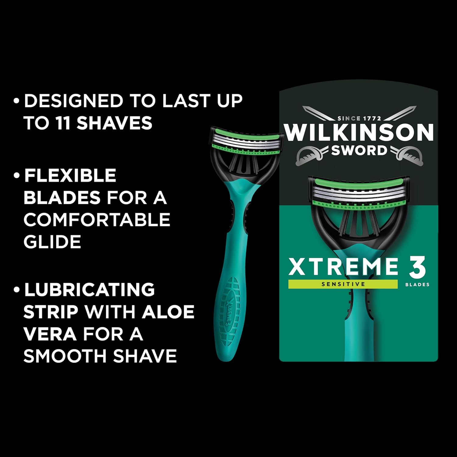 Detalle 2 de Wilkinson Sword Xtreme 3 Sensitive Men’s Disposable Razors – 8 Pack