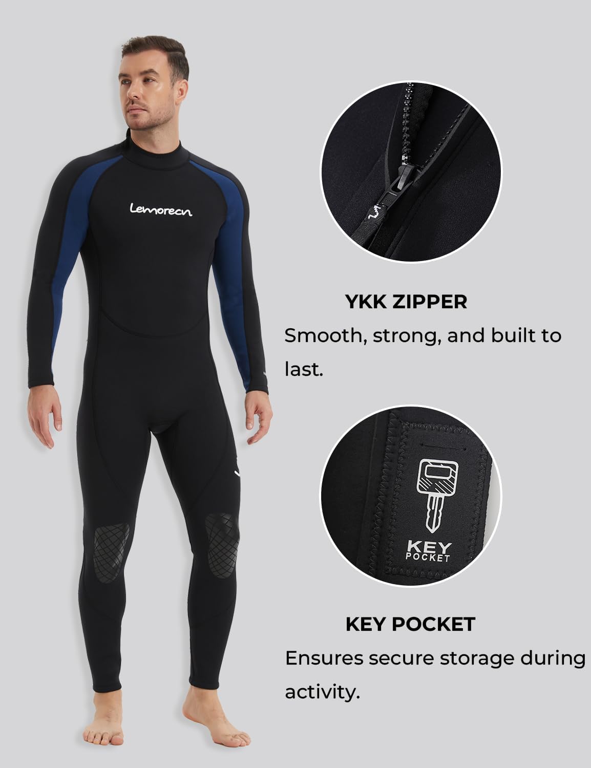 Thumbnail 2 de Lemorecn Men's Wetsuit 3/2mm & 5/4mm Front Zip Full Suit