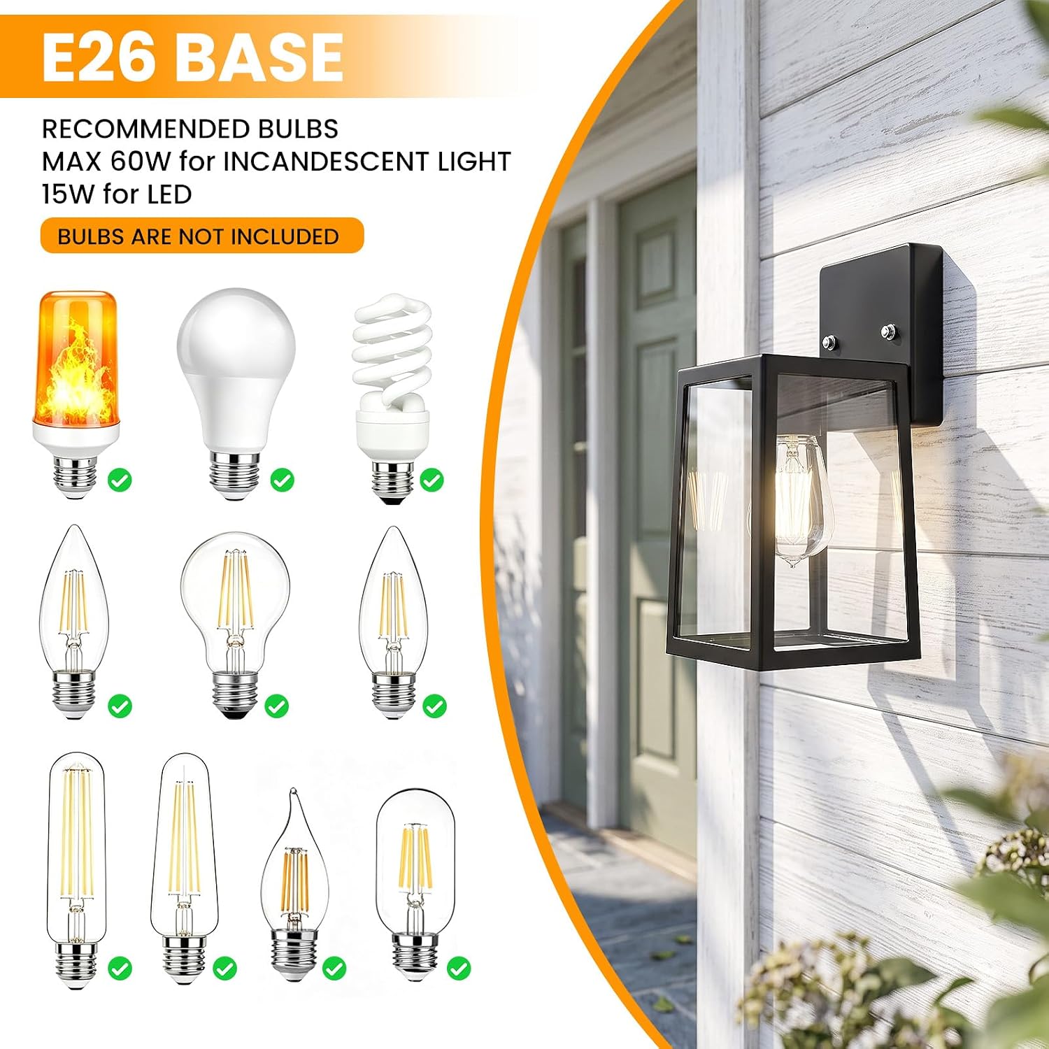 Detalle 2 de Onforu Outdoor Wall Light, Black Metal