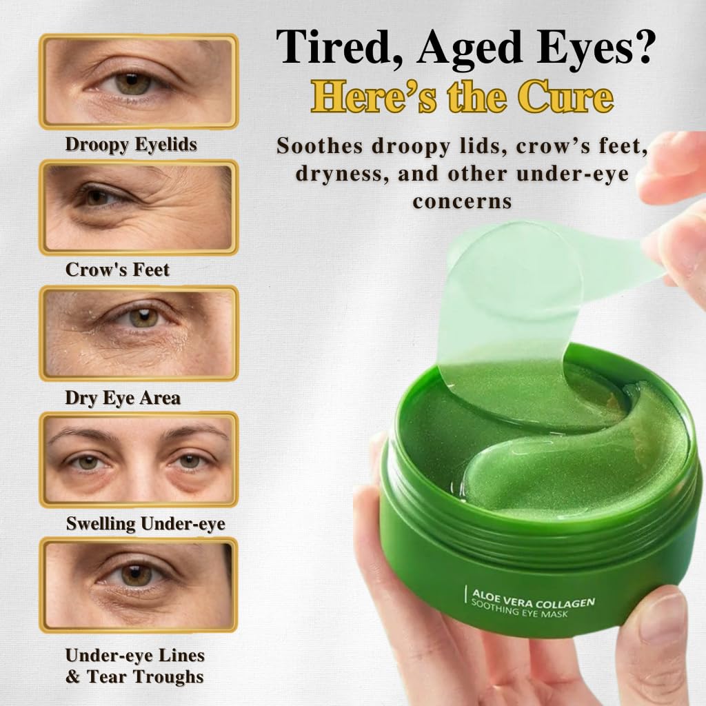 Thumbnail 1 de 60 Stück Aloe Vera Hyaluronsäure Augenpads gegen Augenringe, Schwellungen und Tränensäcke