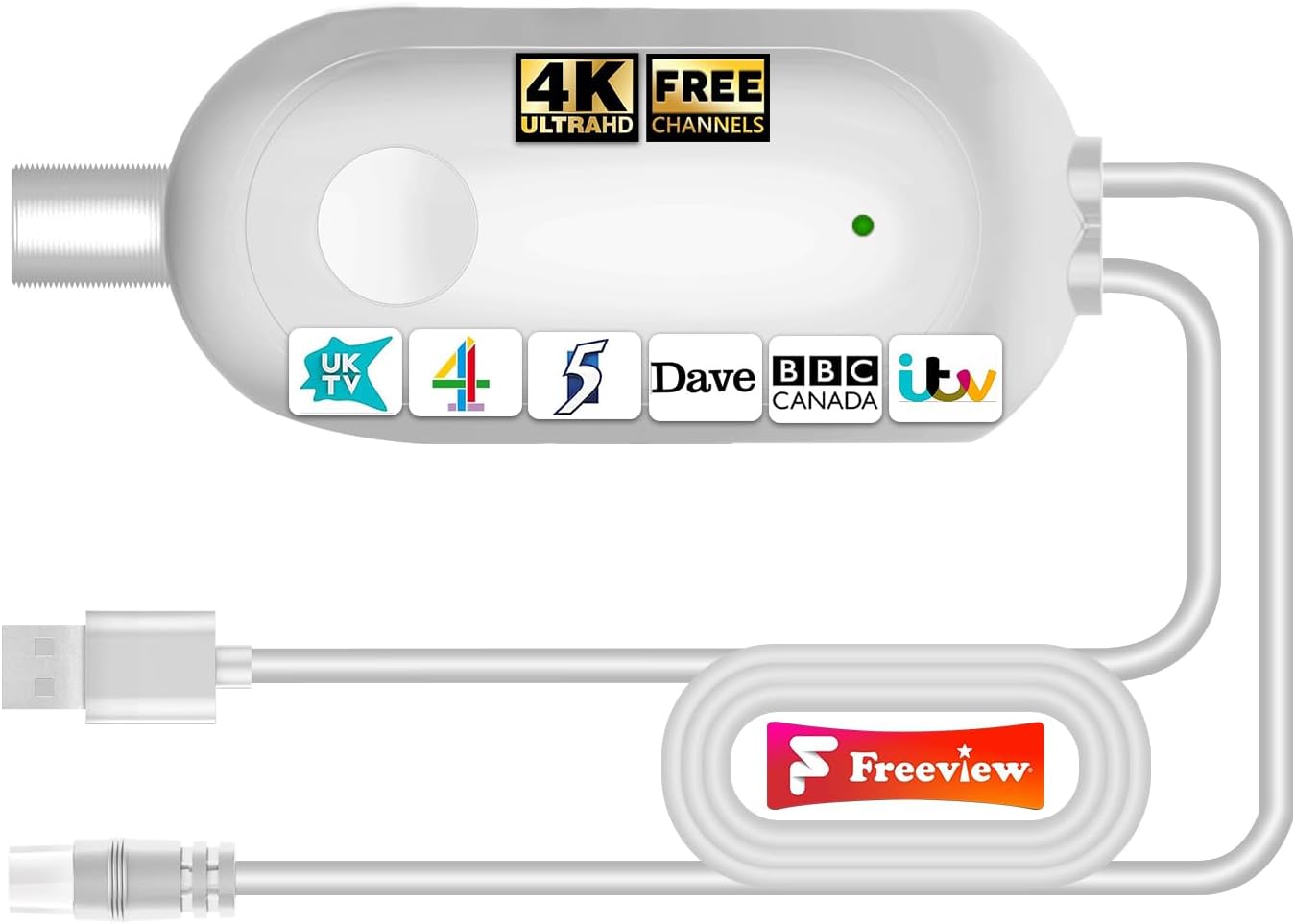 2026 TV Aerial Booster Amplifier – High Gain Freeview HD Signal Booster for UK Indoor Aerials (USB Powered, White)