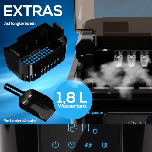 Detalle 2 de Tronitechnik® EM 03 Eiswürfelmaschine – 12 kg/24 h, 1,8 l, schwarz