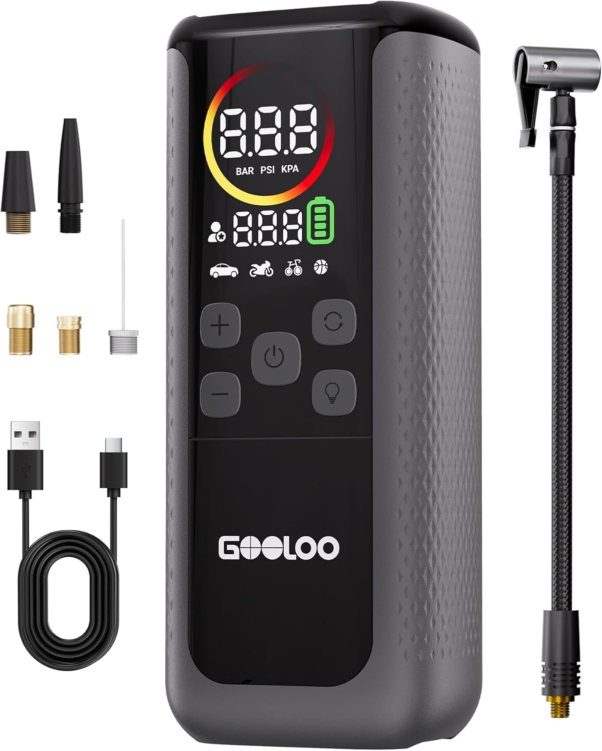 GOOLOO GT160 Dual Compressore Elettrico 160 PSI (11 bar): pompa 2 cilindri con display LED e spegnimento automatico