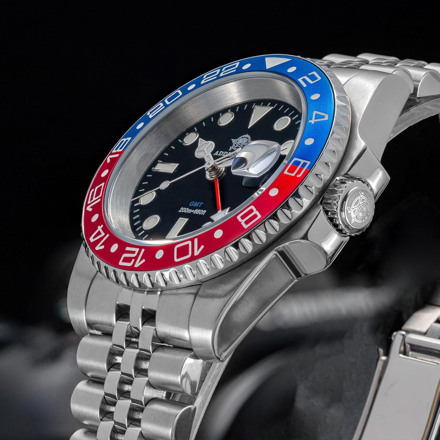 Thumbnail 6 de ADDIESDIVE GMT Orologio da Uomo Diver 200M, Quarzo Svizzero 515-24H, Acciaio Inossidabile, GMT a Doppel Zeitzone