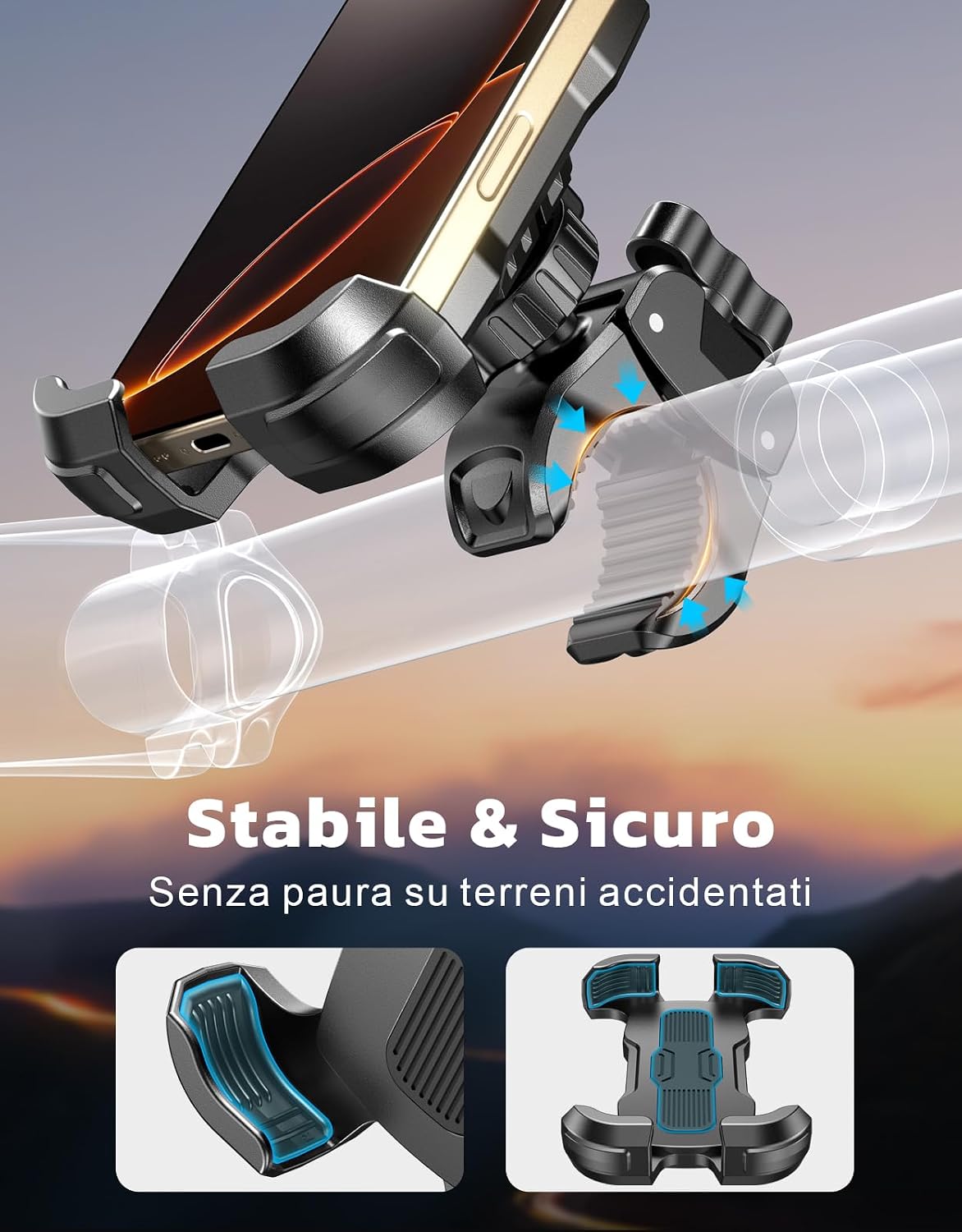 Thumbnail 3 de Rolgno Porta Cellulare Moto: supporto manubrio ultra stabile con rotazione 360°
